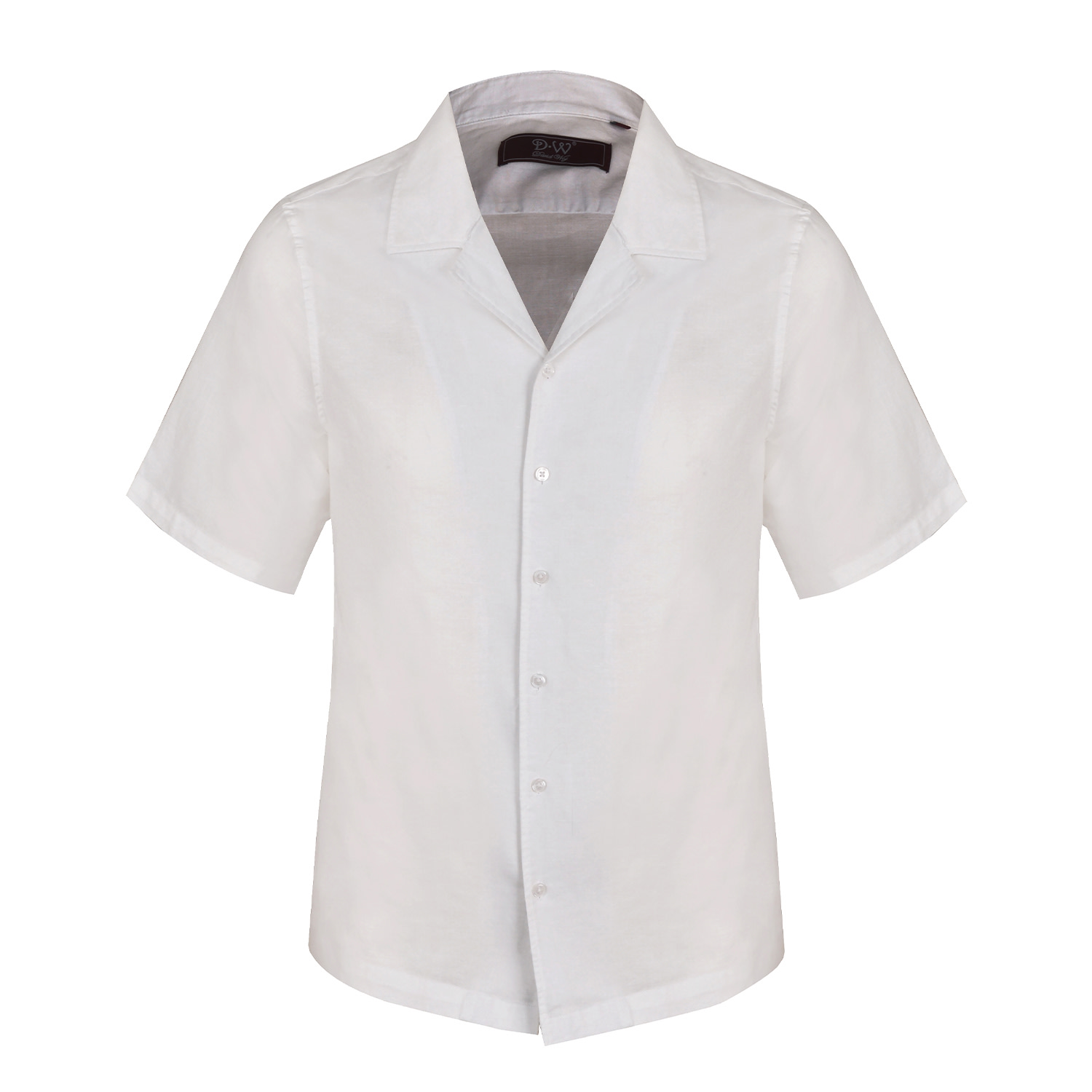 David Wej Men's Hugo Linen Cuban Collar Shirt - White In White