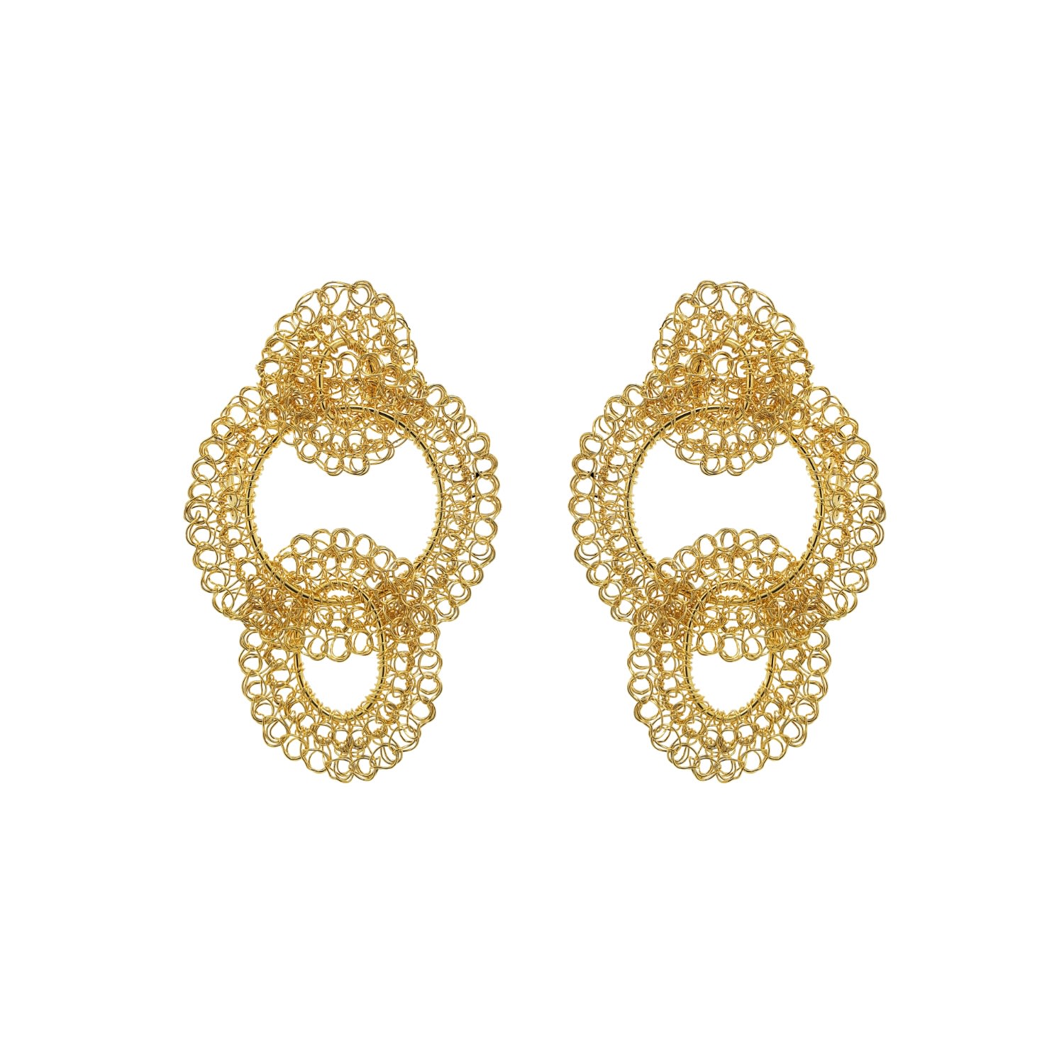 Lavish By Tricia Milaneze Women's Gold / Neutrals All Gold Artemis Round Handmade Crochet Earrings