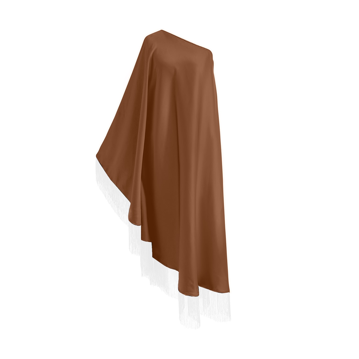 Toma Women's Brown / White White Fringe Off Shoulder Brown Midi Dress In Brown
