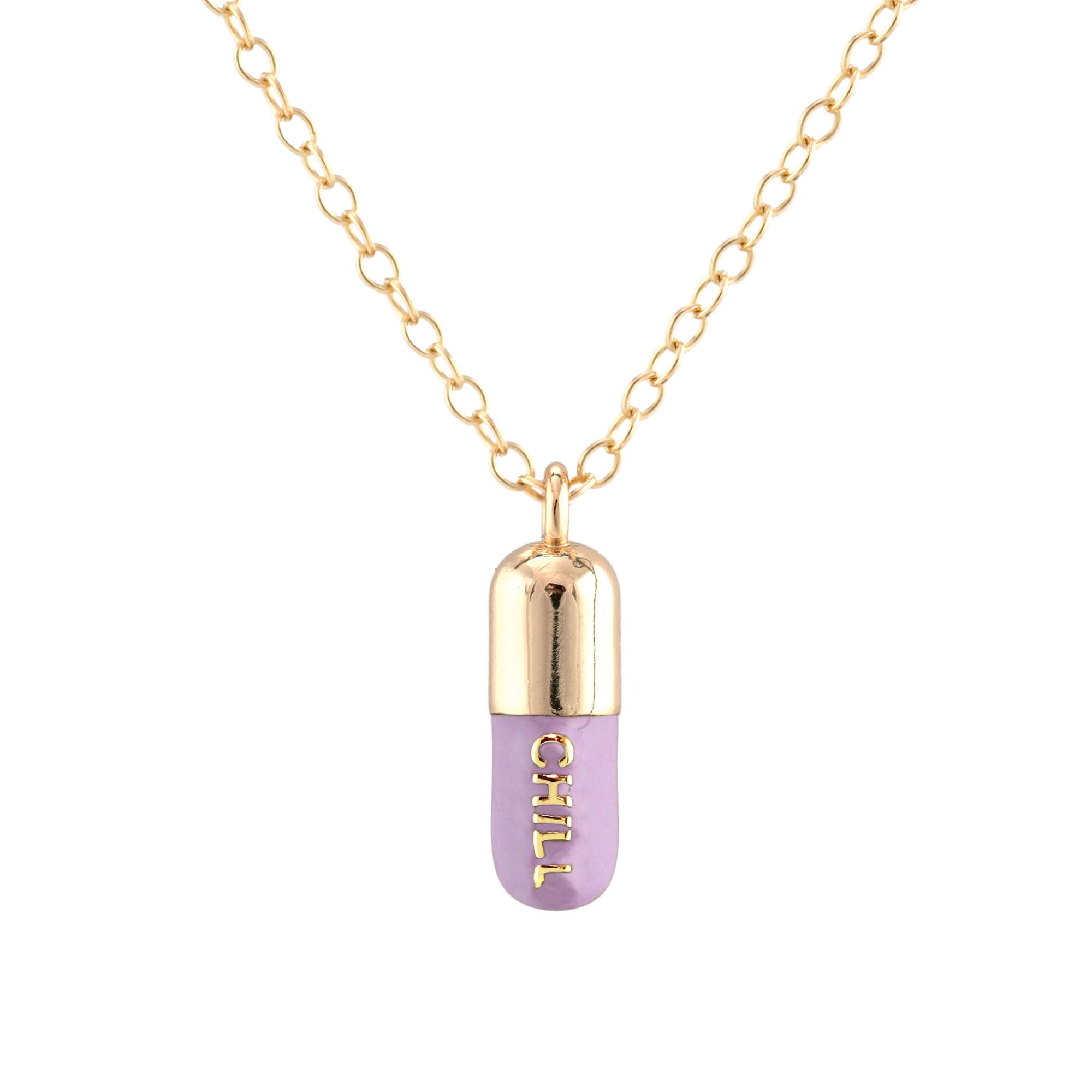 Women’s Pink / Purple Chill Pill Enamel Necklace Gold Filled & Peri Lilac Kris Nations