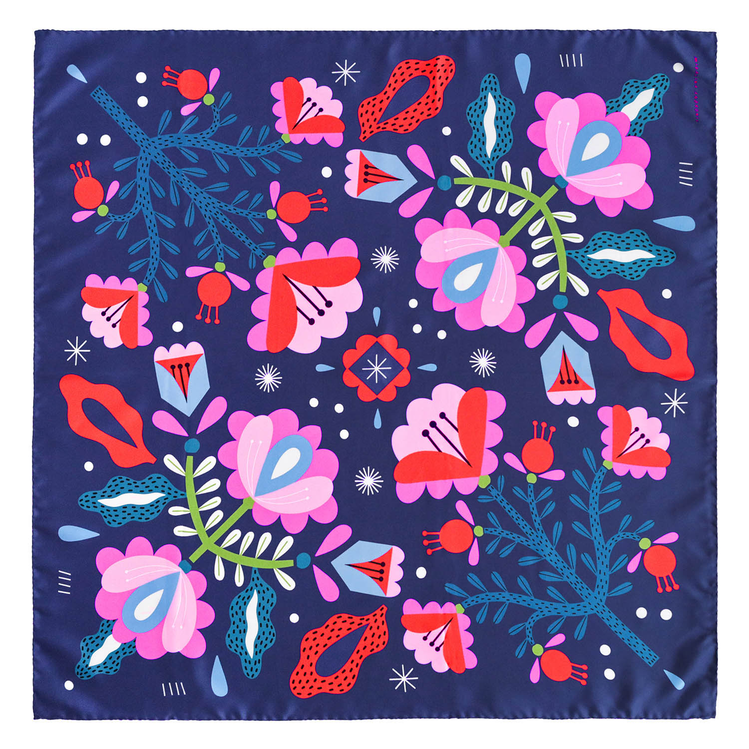 Women’s Blue / Pink / Purple Flowers Large Silk Scarf Large Madalina Andronic