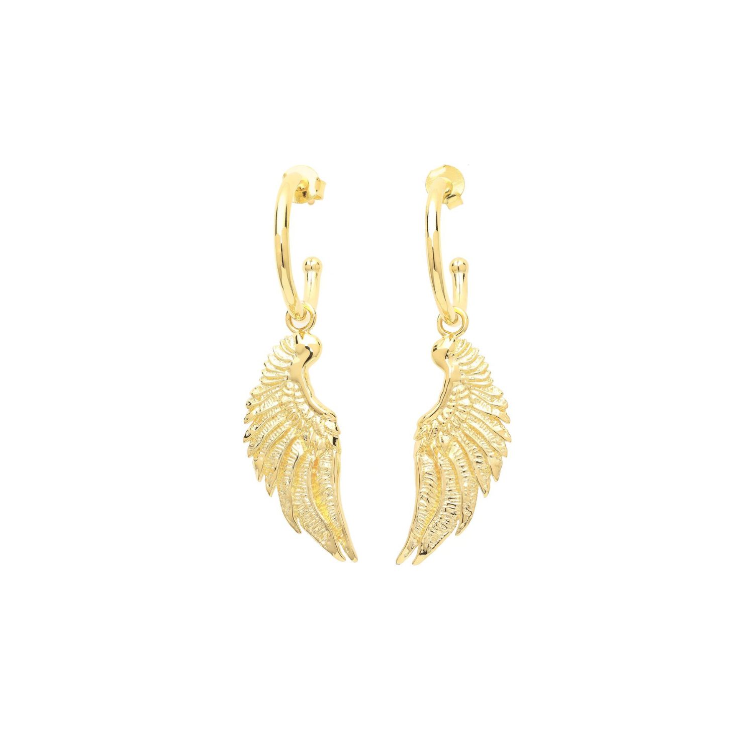 Seven Saints Women's Angel Wing Hoop Earrings, Gold Over Sterling Silver, Seen In Vogue Italy In Gold