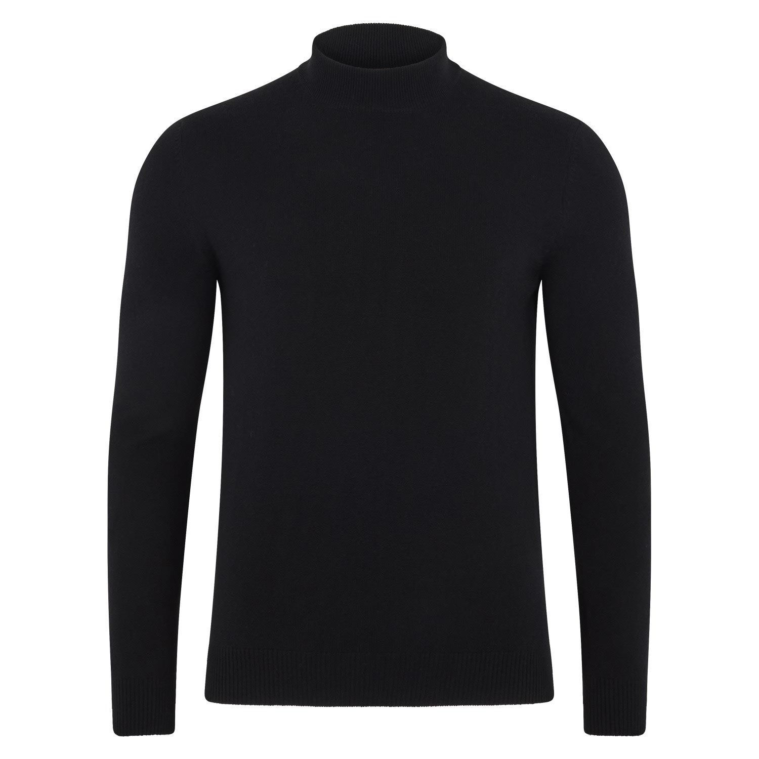 Paul James Knitwear Mens Lightweight Merino Cashmere Tristan Mock Turtle Neck Jumper - Black In Black