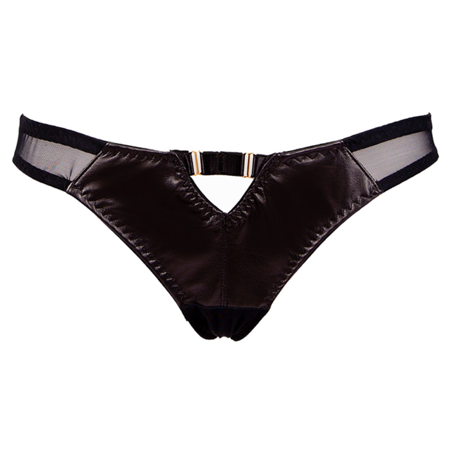 Something Wicked Women's Black Montana Leather Thong Panty Brief