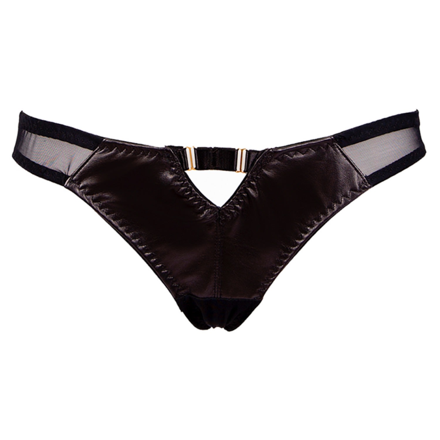 Something Wicked Women's Black Montana Leather Open Back Ouvert Brief In Black