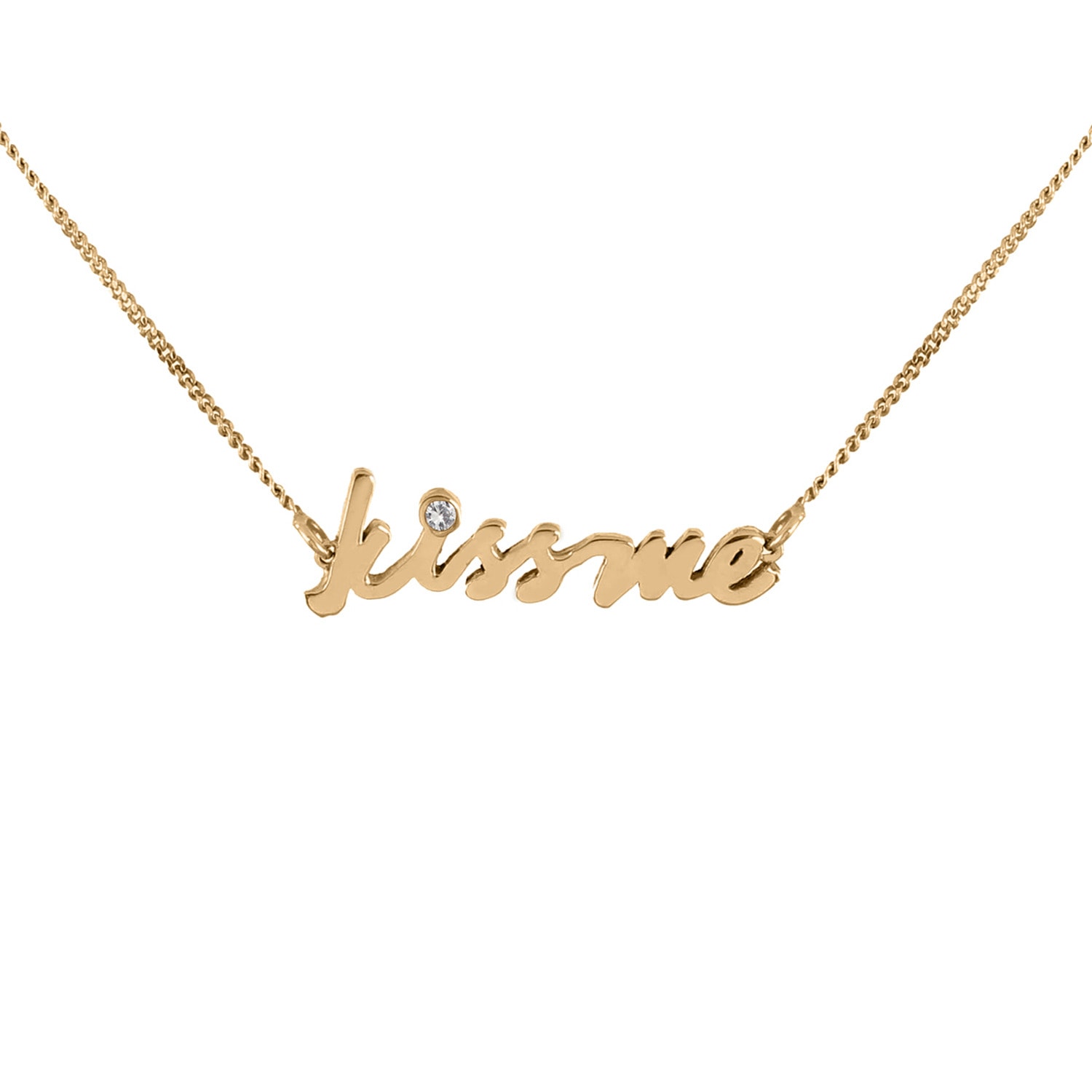 Women’s Gold Kiss Me Diamond Necklace Lee Renee