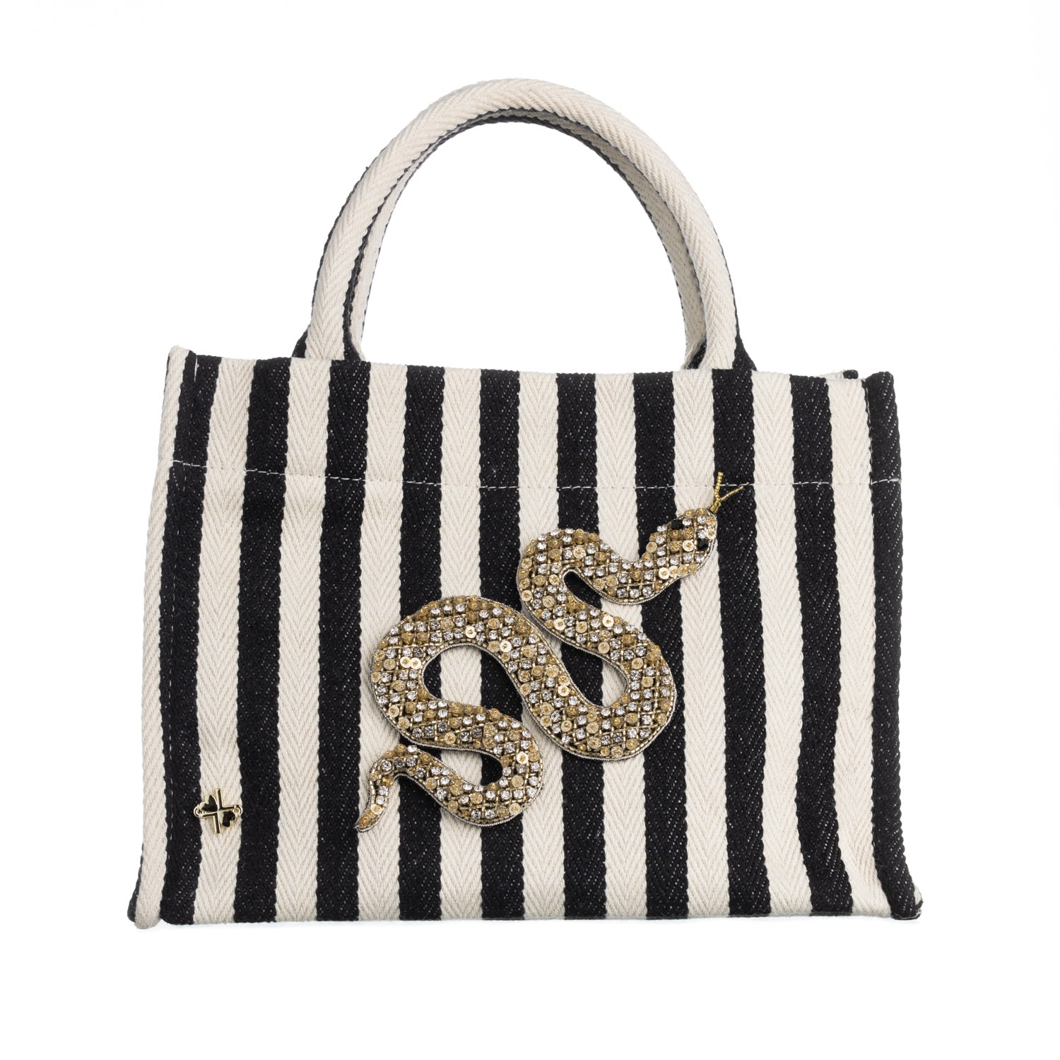 Women’s Laines Couture Hand Embellished Snake Tote Bag - Black & Cream One Size Laines London