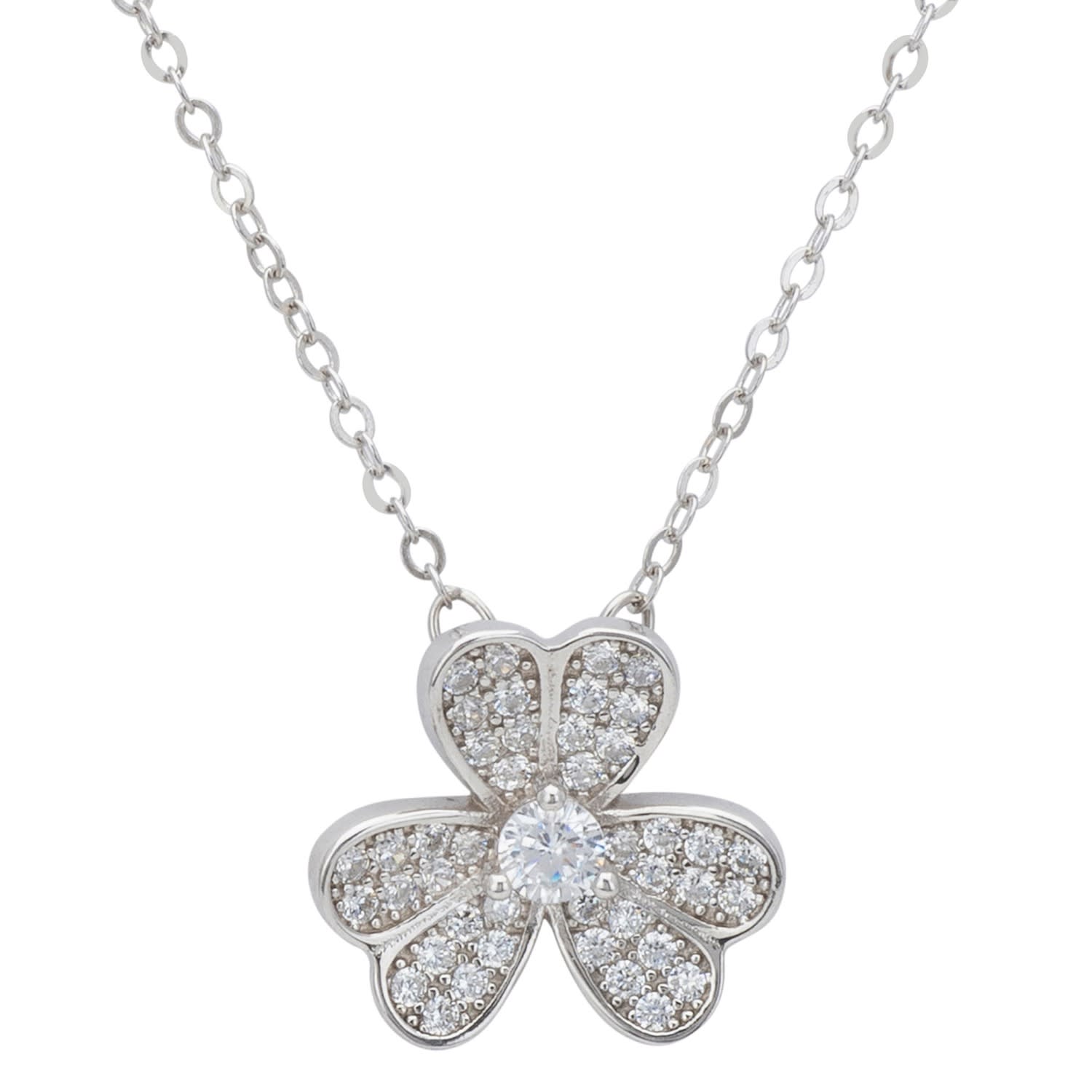 Latelita Women's Silver / White Shamrock Flower Pendant Necklace Silver In Multi