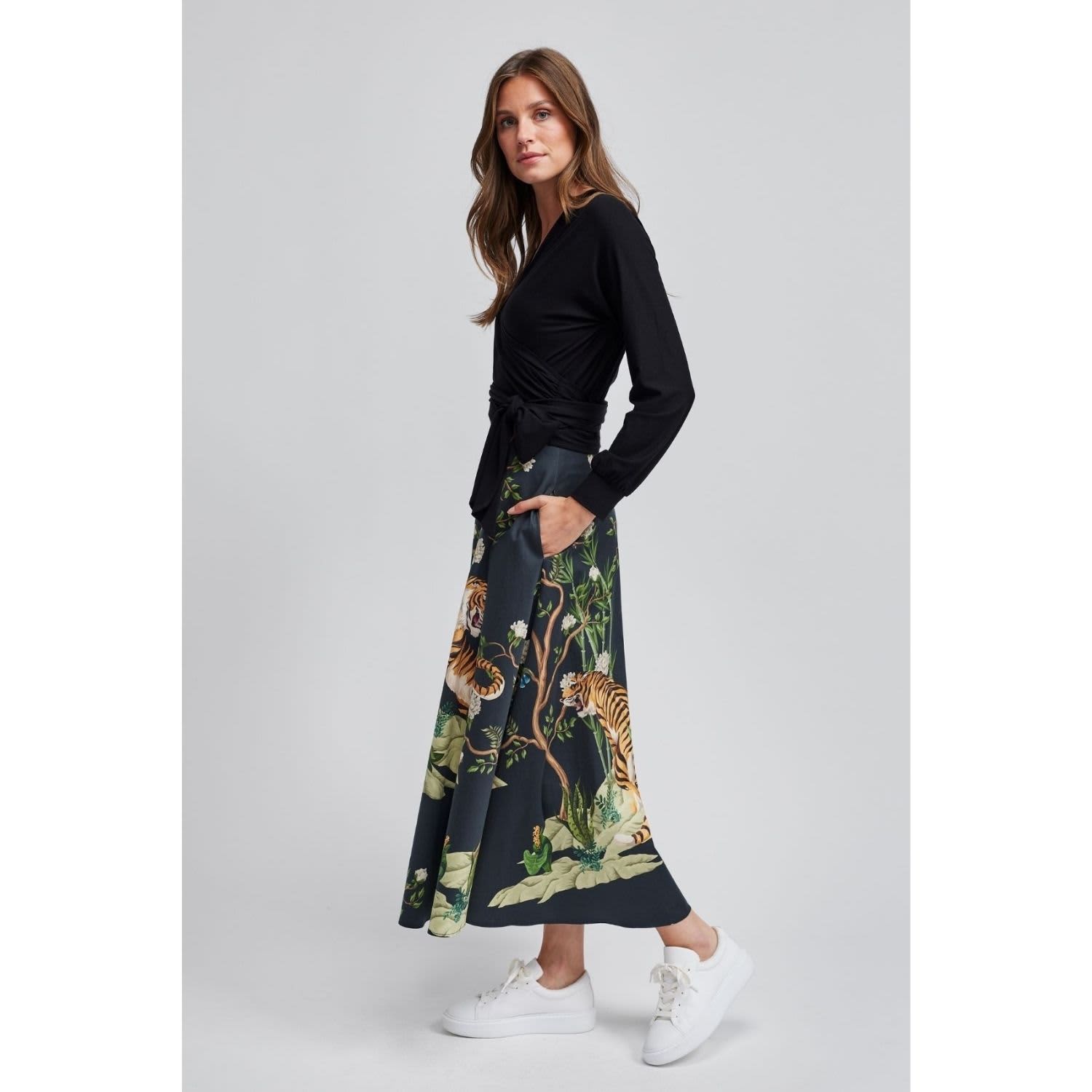 Black Tiger Print Maxi Skirt | Marianna Déri | Wolf & Badger