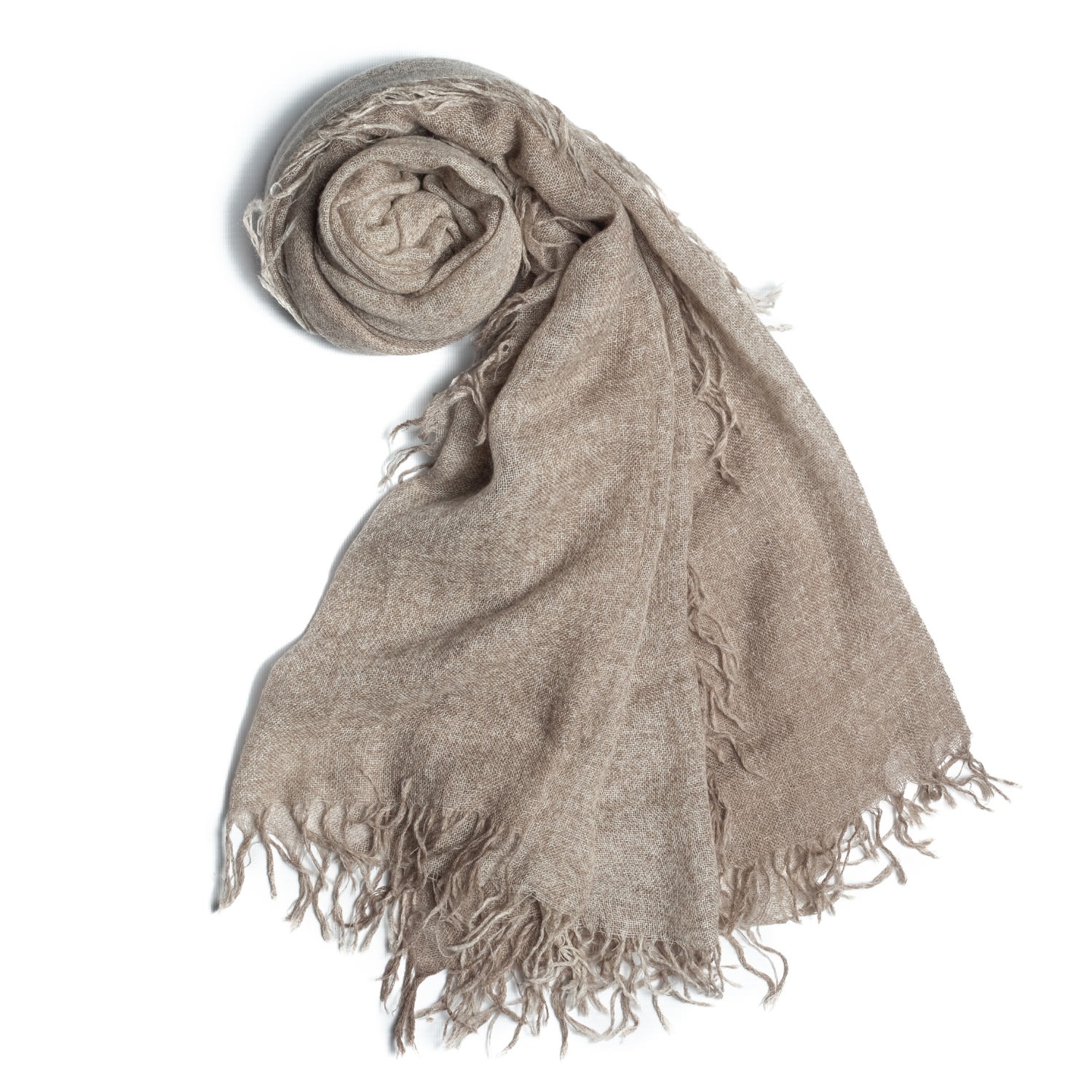 Women's Cashmere Foulard With Fringes Organic Brown | One Size | Bel Cashmere