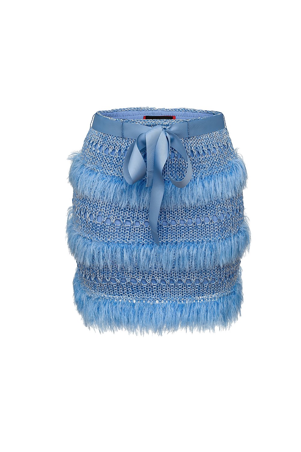 Andreeva Blue Handmade Knit Skirt In Blue