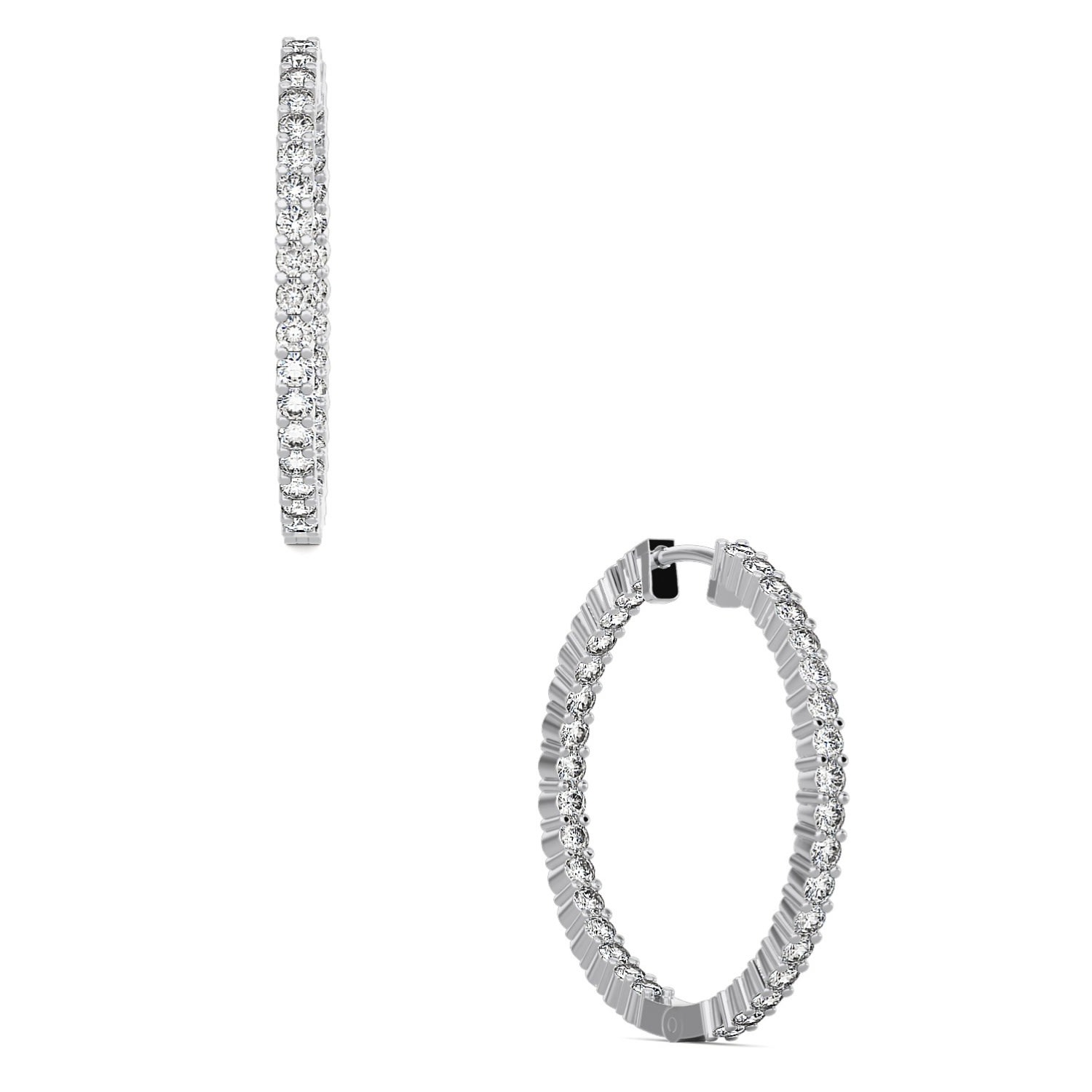 Women’s White Classic Double Sided Diamond Hoops Itara Jewelry