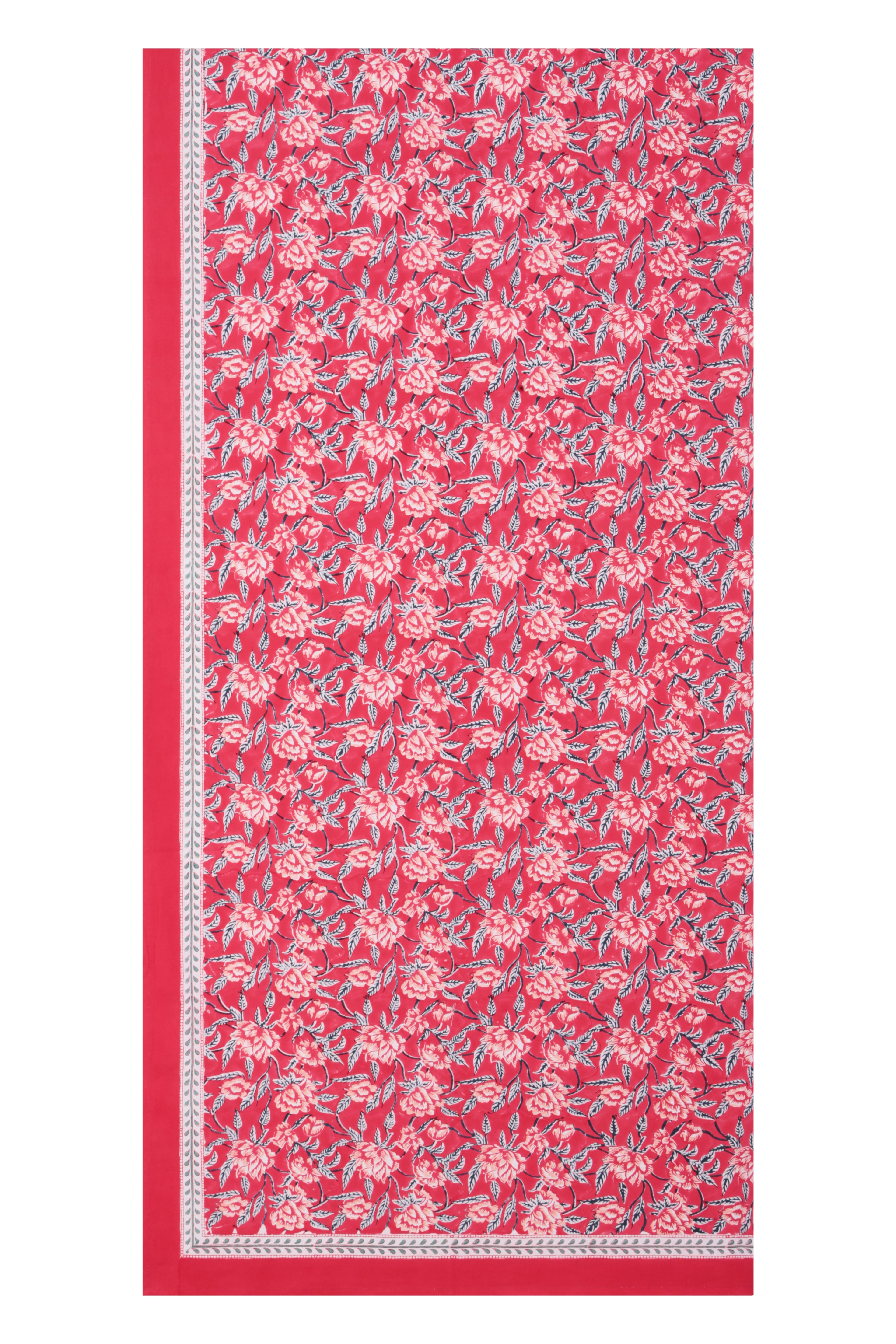 Hand Printed Cloth Table Cloth Cotton Pine Red S-M  Red | One Size | Nologo-Chic