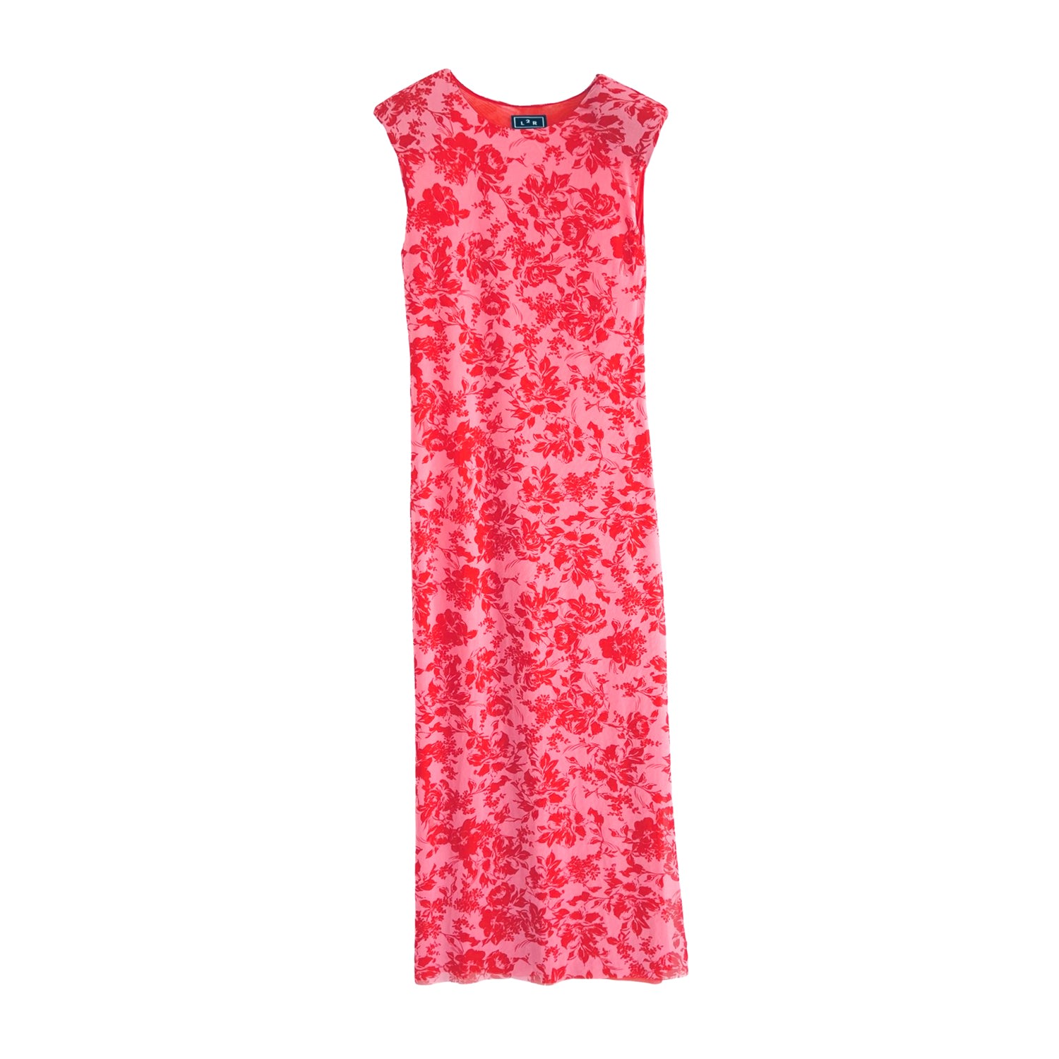 L2r The Label Women's Shoulder Pad Printed Mesh Dress In Red In Pink