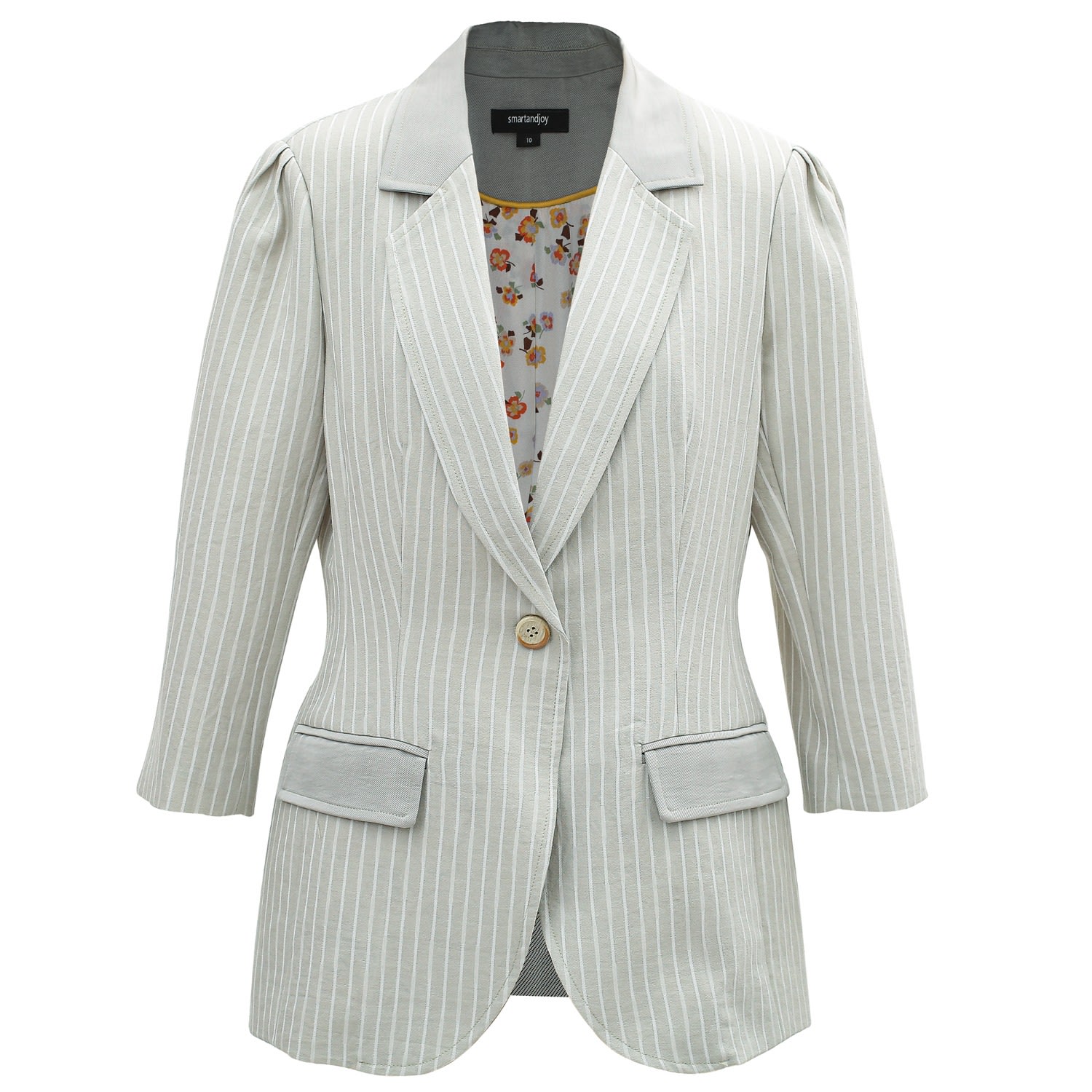 Smart And Joy Women's Bi-material Striped Jacket - Neutrals