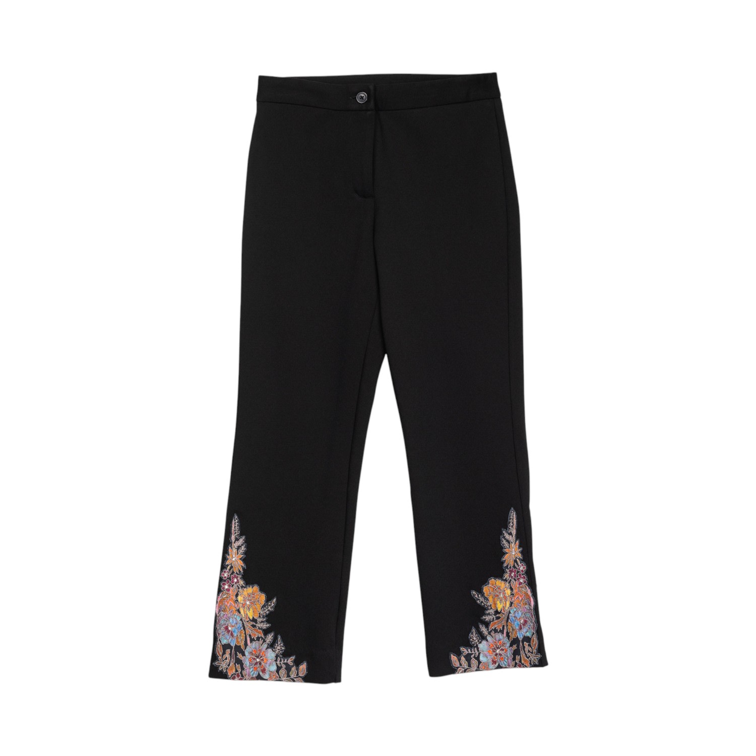 Niza Women's Straight Black Trousers With Micro Print In Black