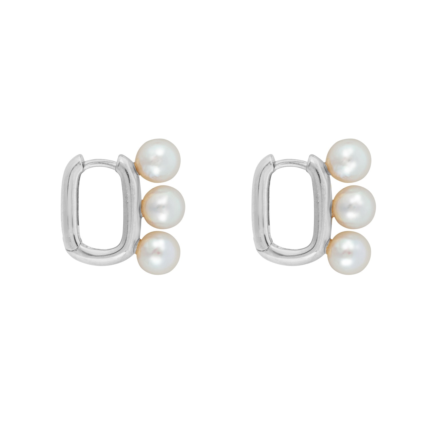 Ora Pearls Women's Silver / White Aetia Trio Pearl Hoop Earrings- Silver In Multi