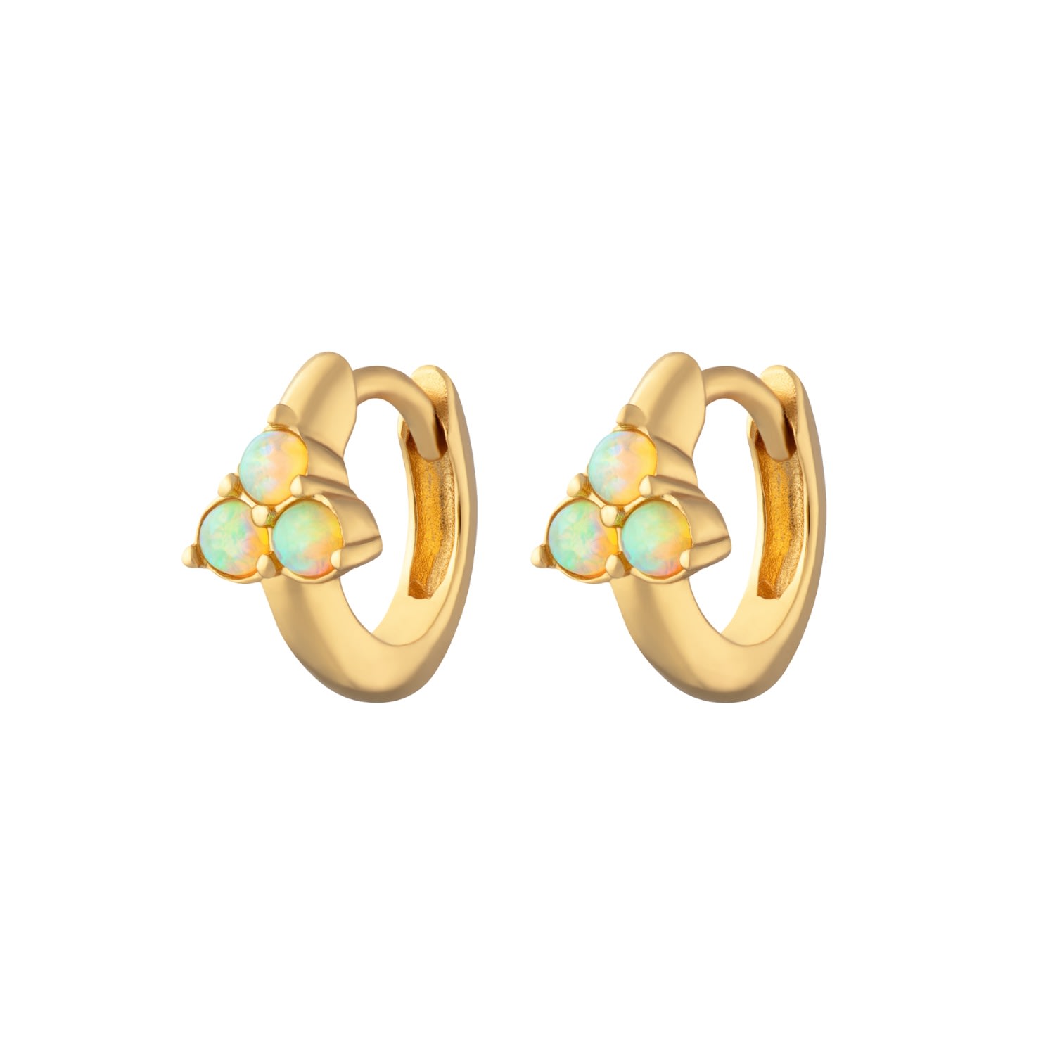 Scream Pretty Women's Gold Lime Green Opal Trinity Huggie Earrings