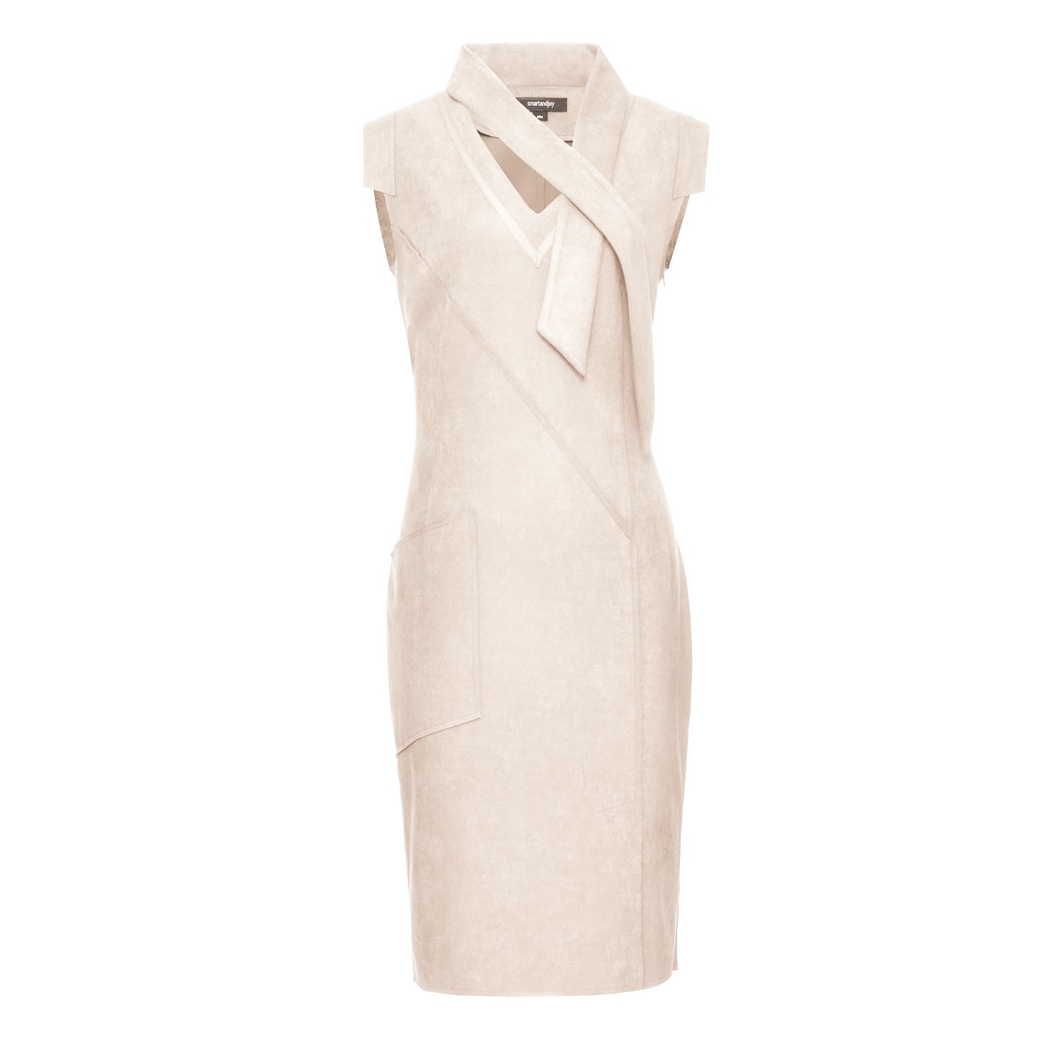 Smart And Joy Women's Neutrals V-neck Structured Cut Suede Dress - Cream In Neutral