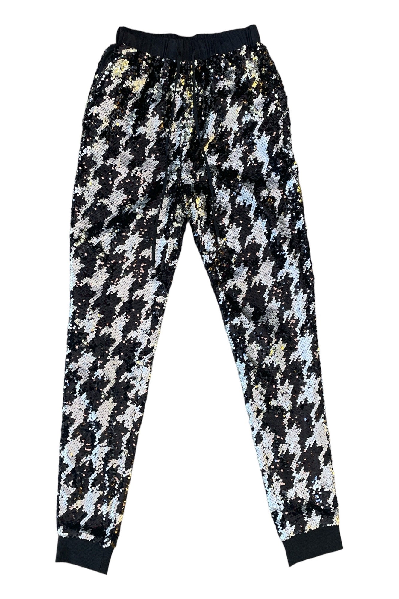 Any Old Iron Gold / Black / Silver Men's Dogstooth Reversible Sequin Joggers In Gold/black/silver
