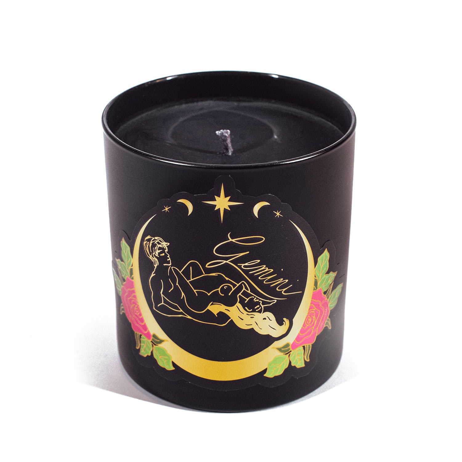 Astrology Zodiac Horoscope Sign Candle Gemini Light Sugar Rose Petal Fragrance Black Cake