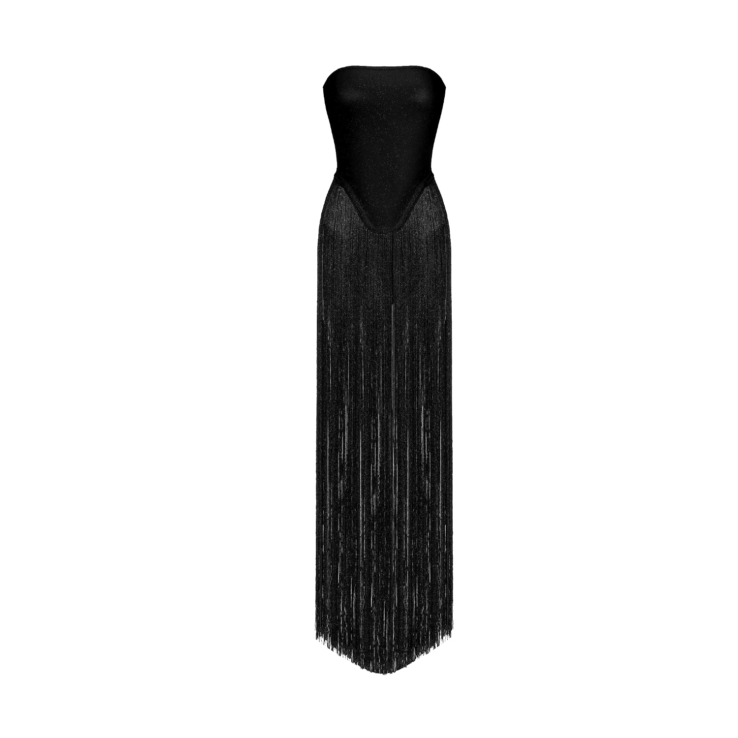 long black fringe dress Notchy Long Sleeve Midi Shapewear Dress - Contour Black/Oat