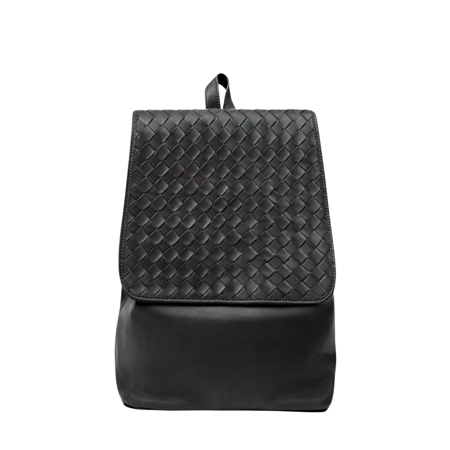 Deux Mains Women's Woven Leather Backpack Black