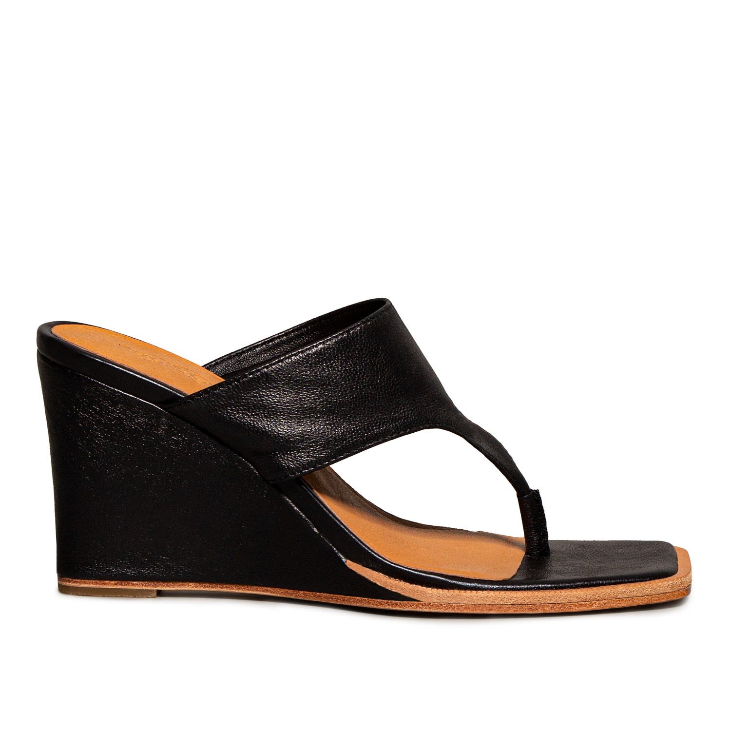 Rag & Co Women's Onassis Black Thong Wedge Sandals In Black
