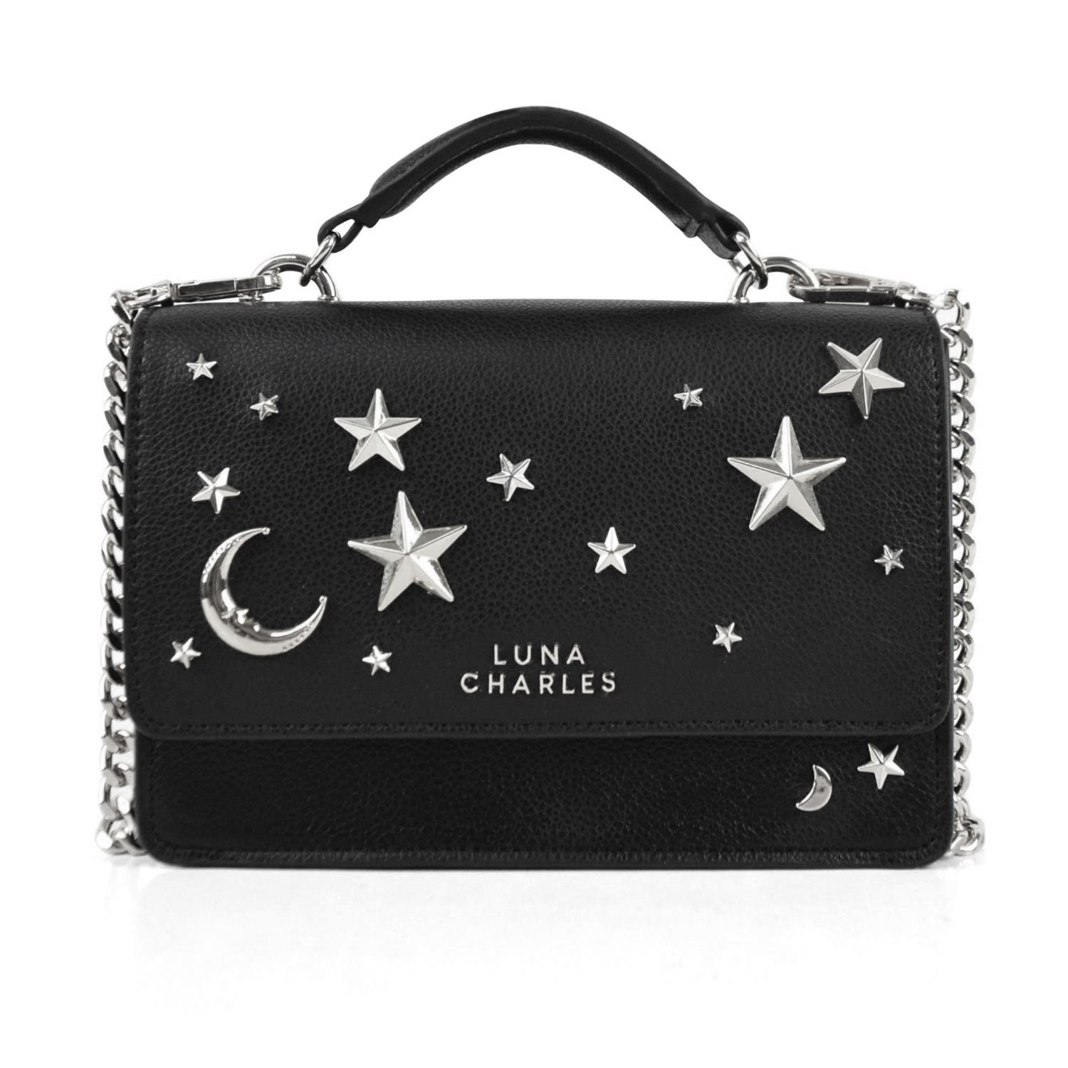 Luna Charles Women's Nova Star Studded Handbag - Black & Silver In Black