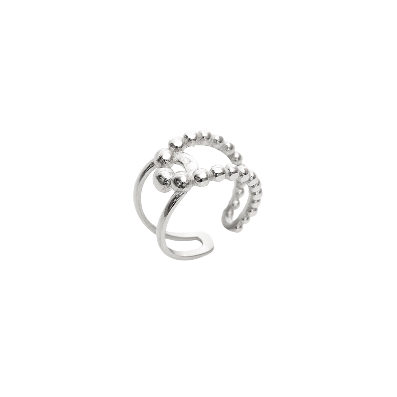 Spero London Women's Beaded Intercepting Circle Sterling Silver Adjustable Ring - Silver In Silver