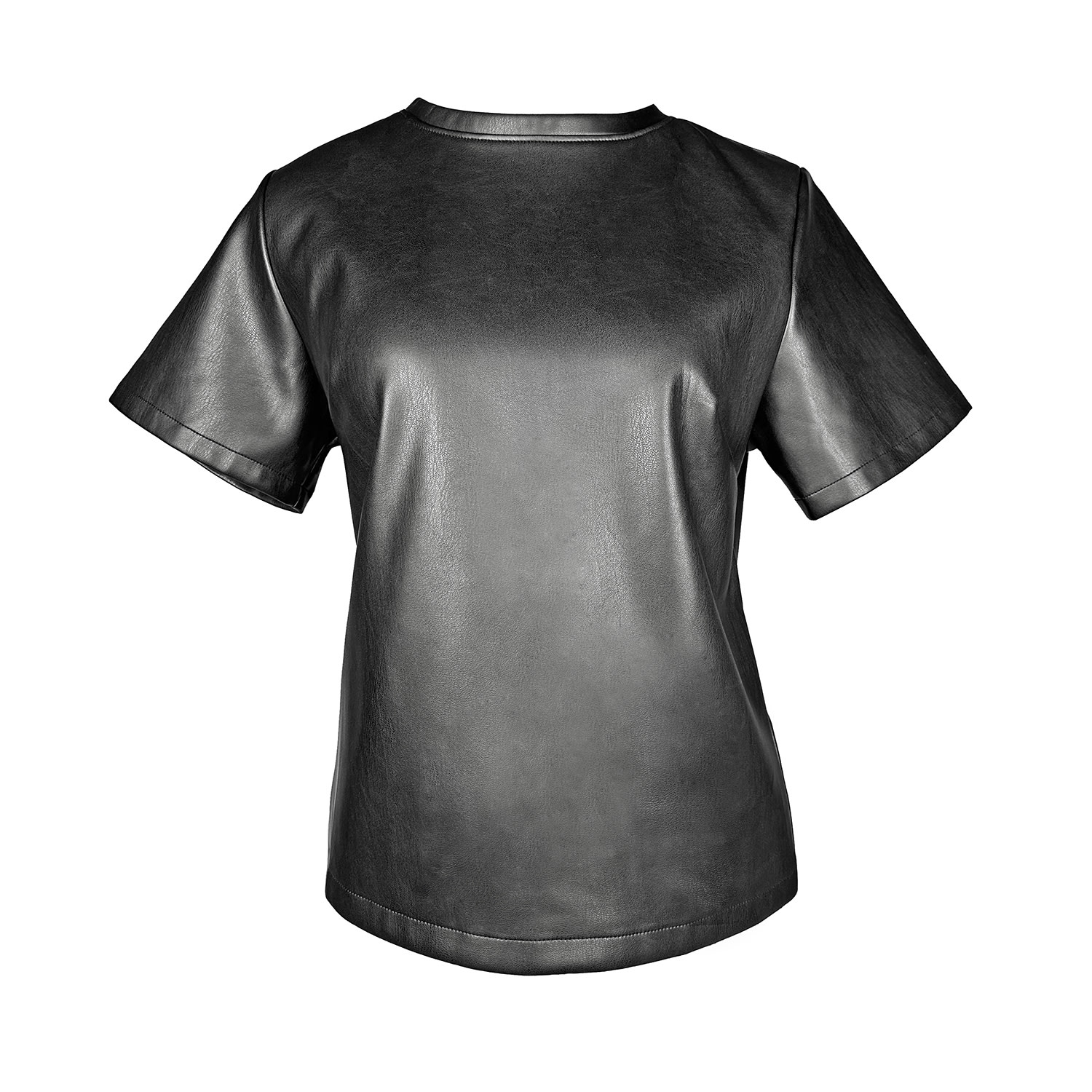 Article X Women's Black Leather T-shirt In Black