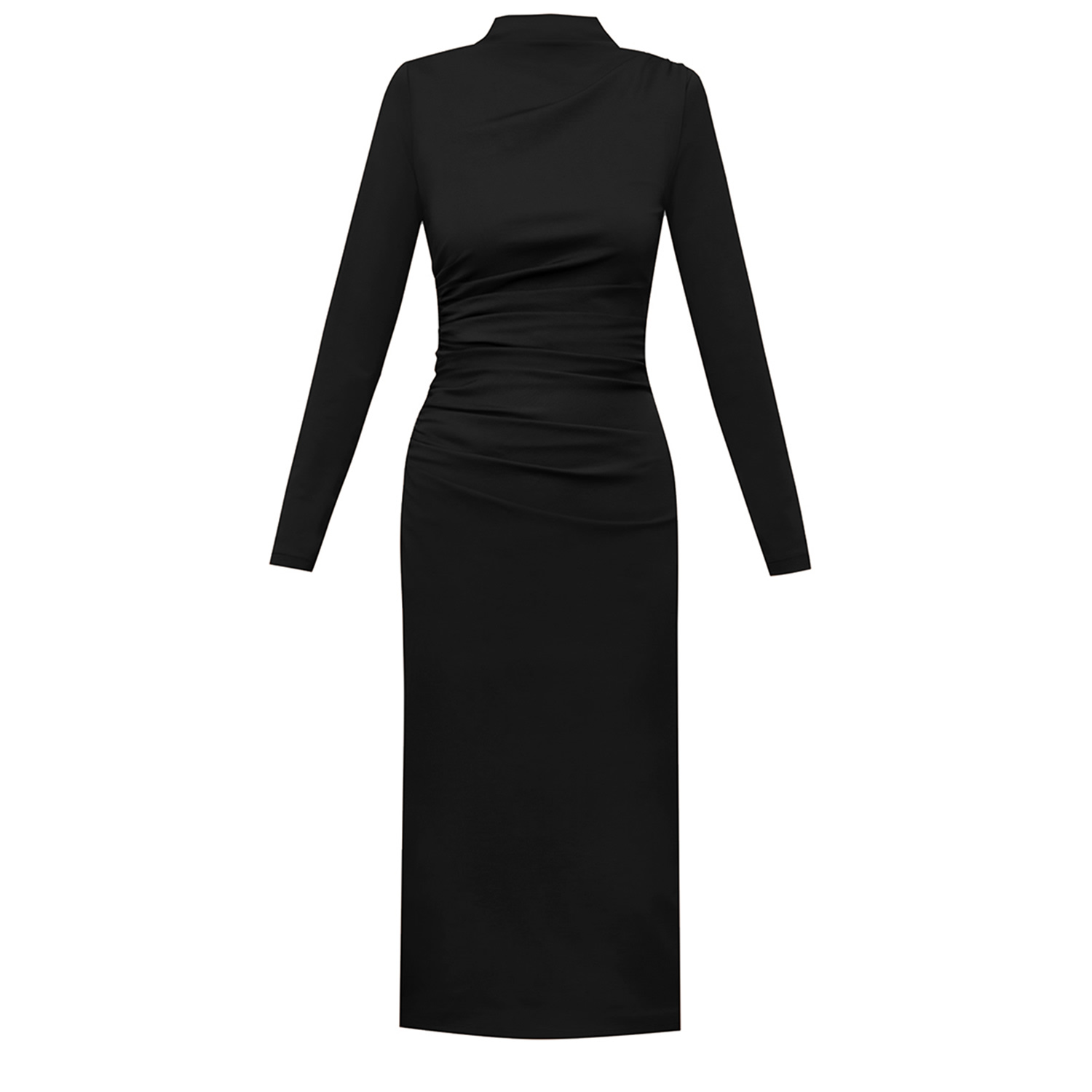 Women's Kaira Black Mini Cocktail And Office Lyocell Draped Bodycon Dress | Large | Alina Cernatescu