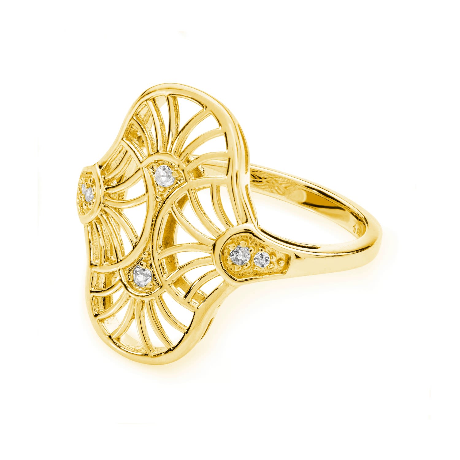 Women’s Art Deco Oval Ring In Gold Vermeil Lucy Quartermaine