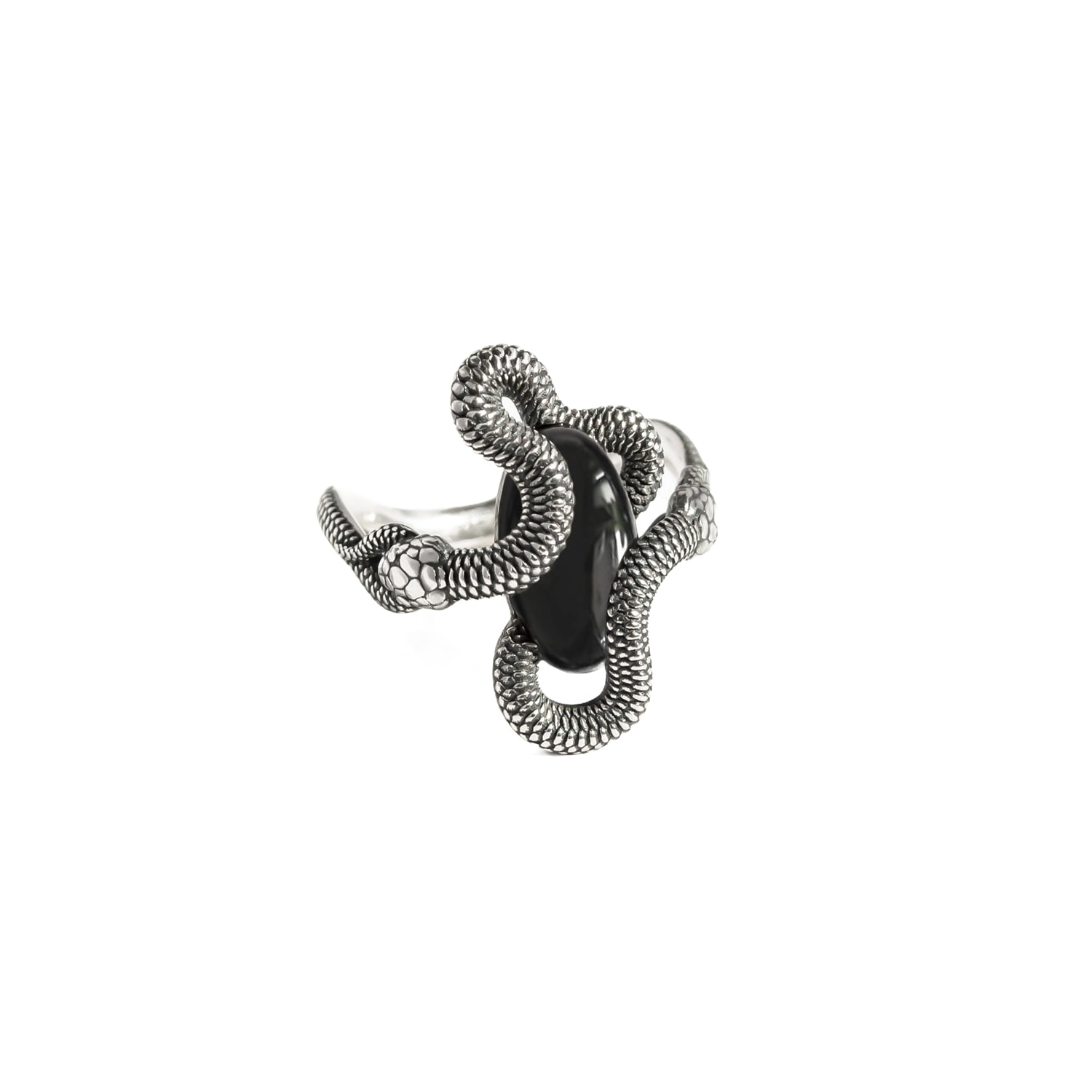 Women’s Black / Silver Mythical Serpent Onyx And Sterling Silver Ring | Marie June Jewelry