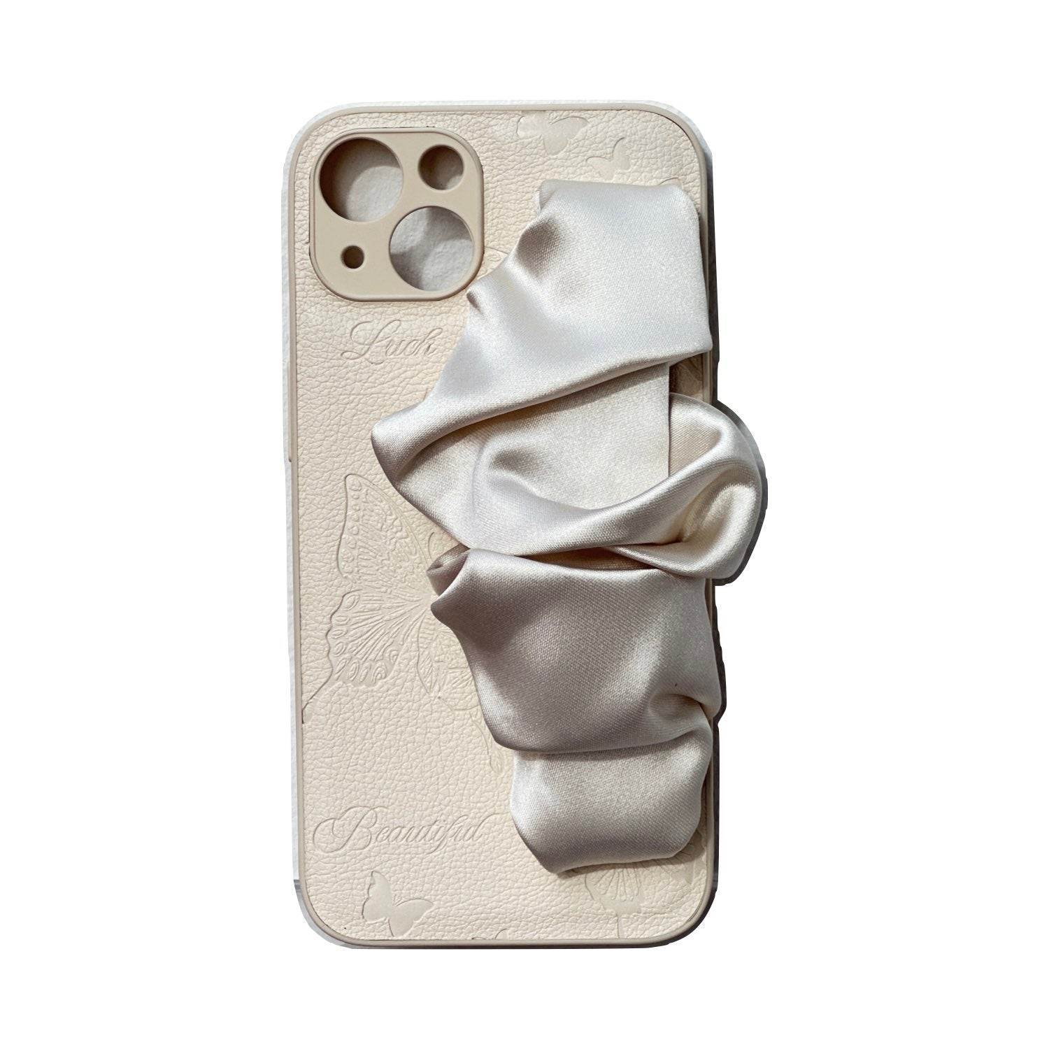 Jiaying Wang Wjy Studio London White Cream Phone Case With Silky Hand Holder