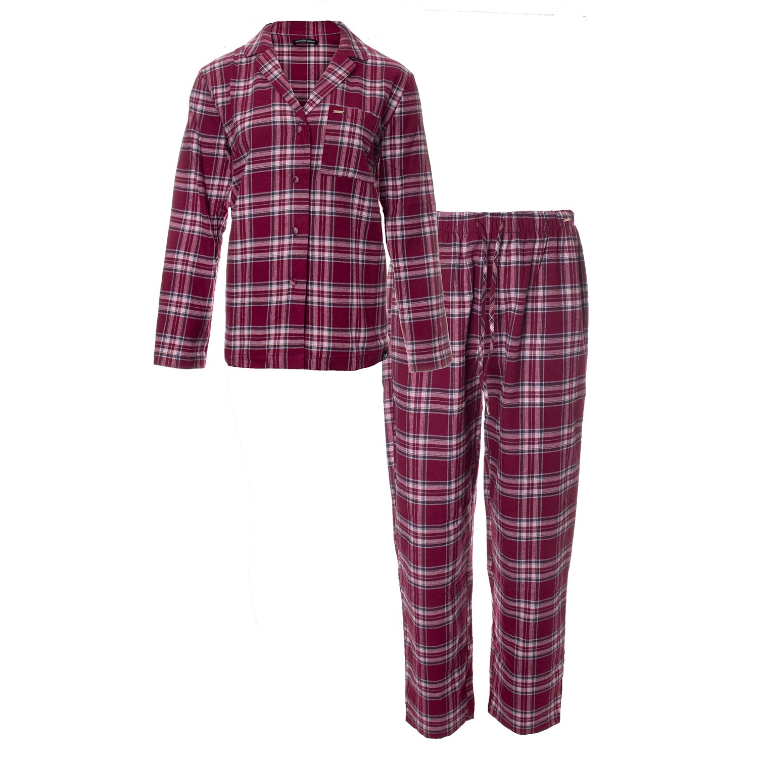 Pretty You Women's Red Plaid Pyjama Set In Bordeaux In Purple