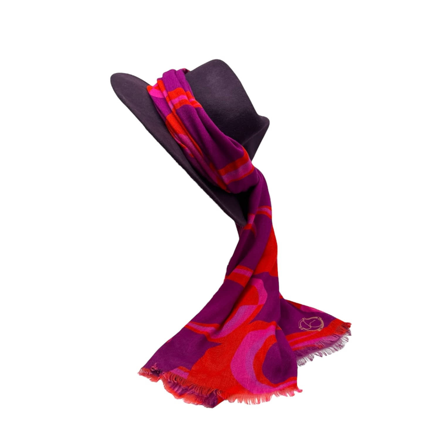 Julia Clancey Women's Pink / Purple / Brown Aubergine Fifi Scarf Fedora Set In Pink/purple/brown