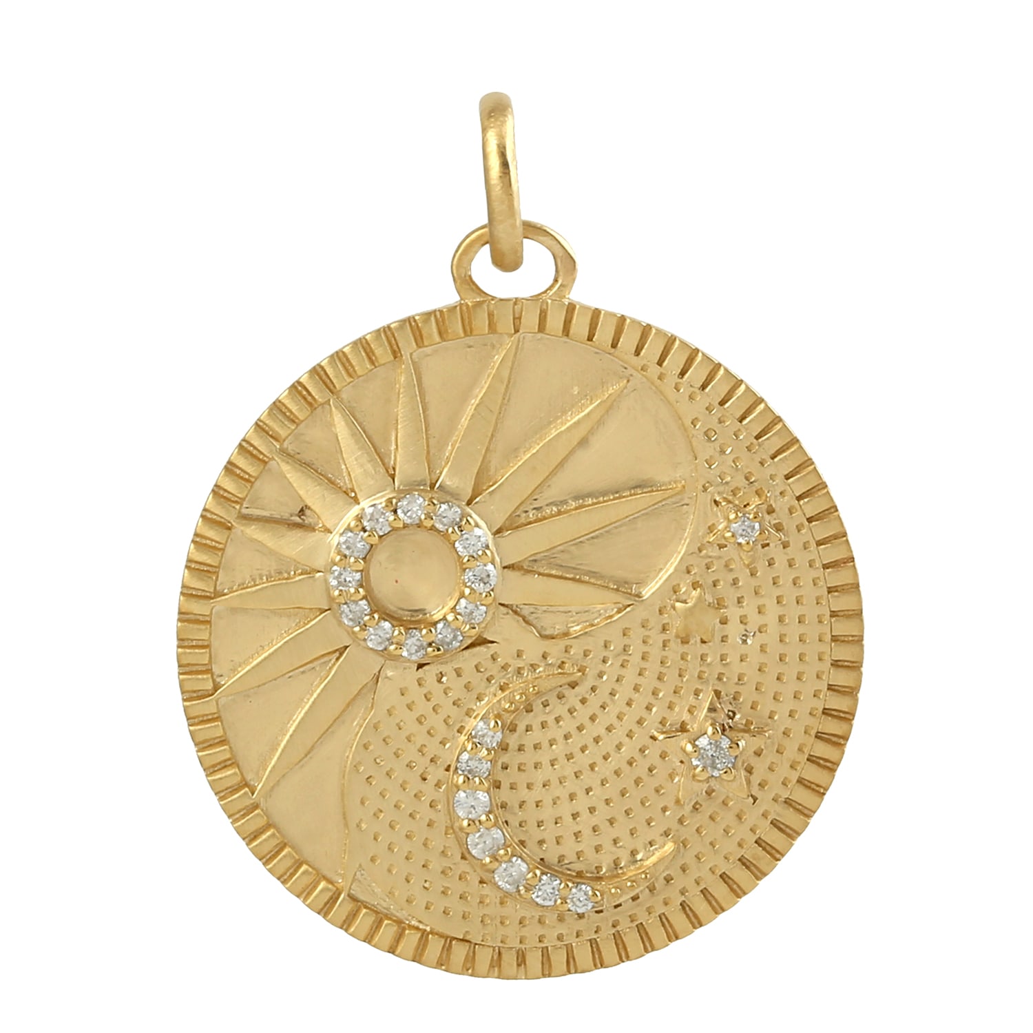 Artisan Women's Gold / White Natural Diamond Star With Sun & Moon Pendant In Yellow Gold