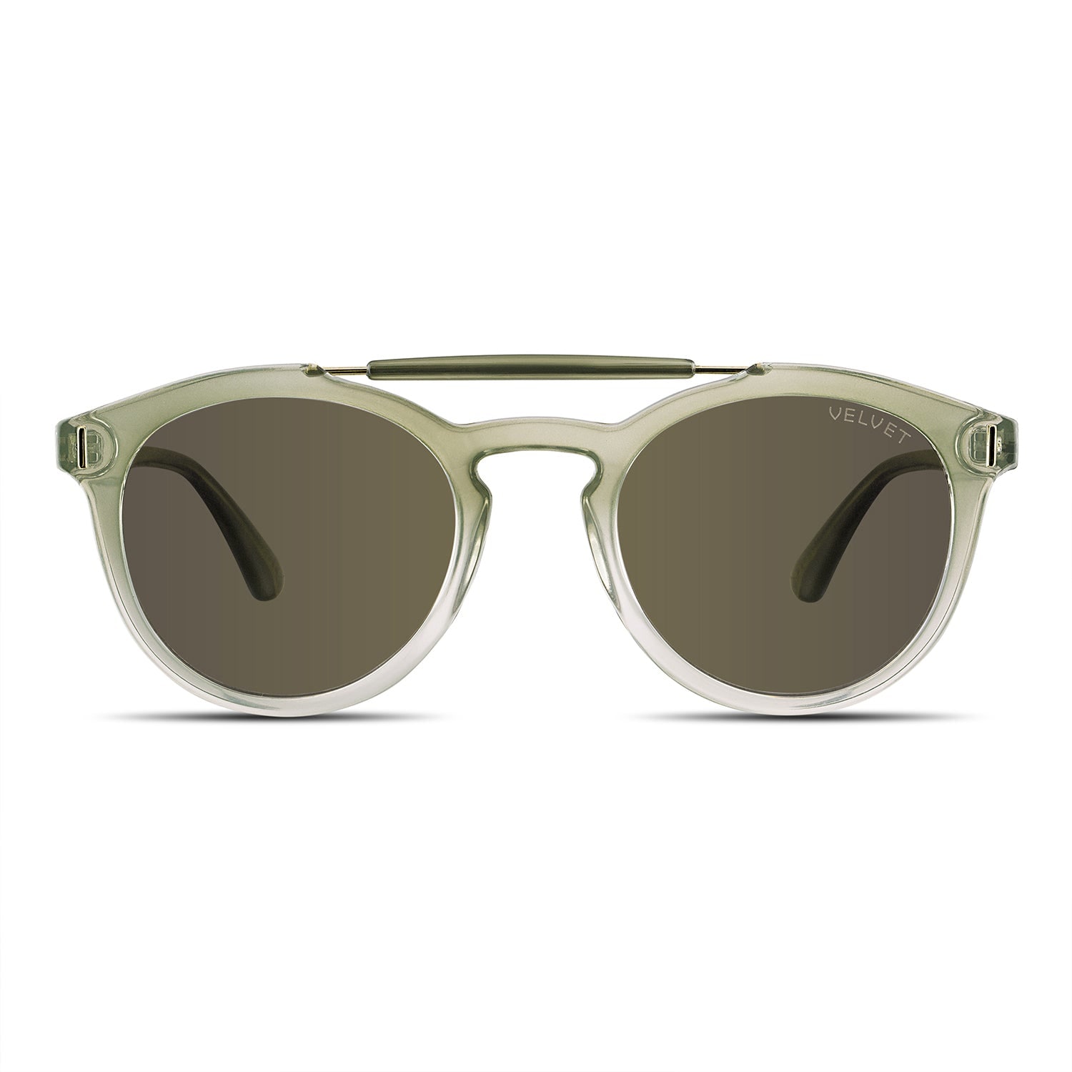 Velvet Eyewear Women's Neutrals / Green  Retro Sunglass Style - Amelia
