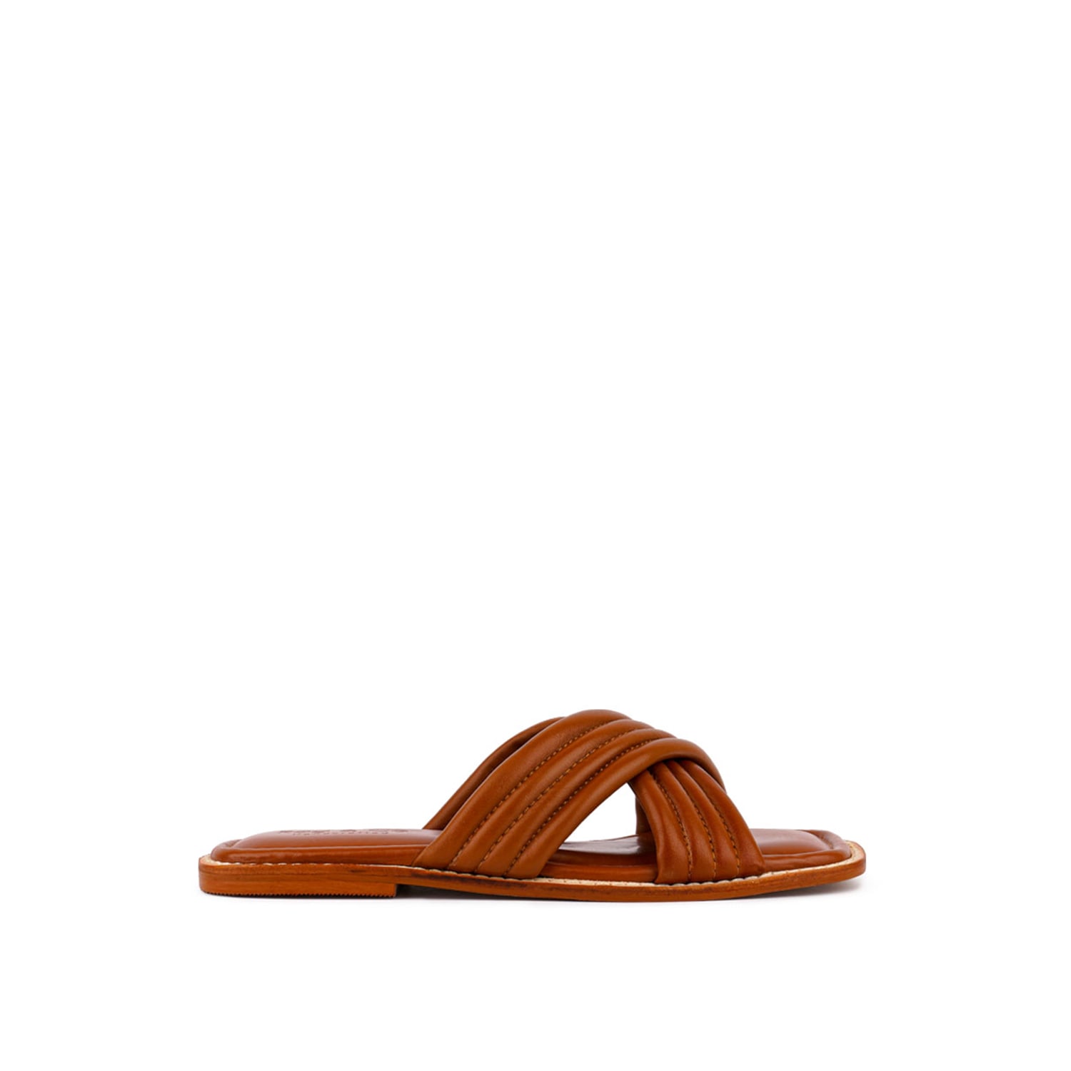 Rag & Co Women's Brown Eura Tan Quilted Leather Flats By