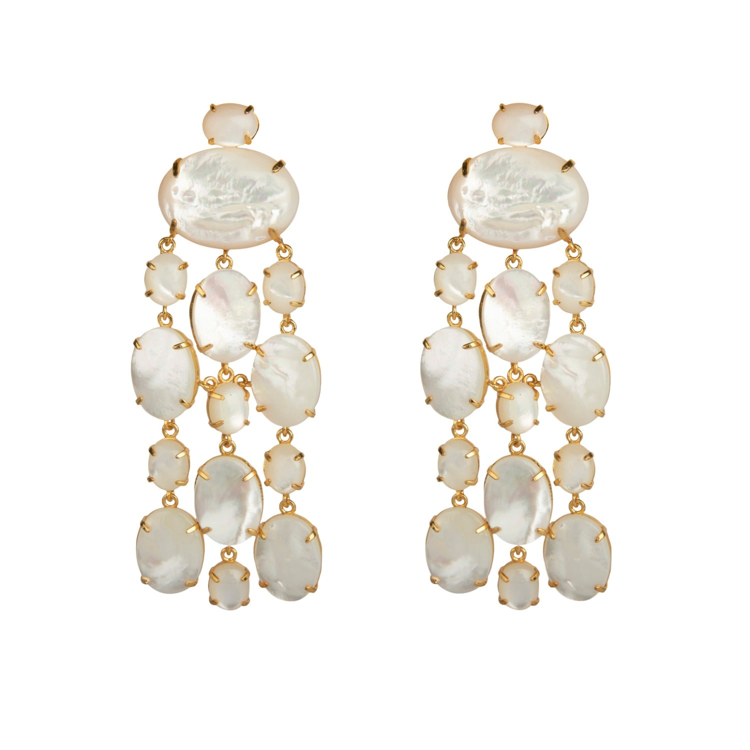 Bounkit Women's White Marysol Earrings Mother Of Pearl Clip On