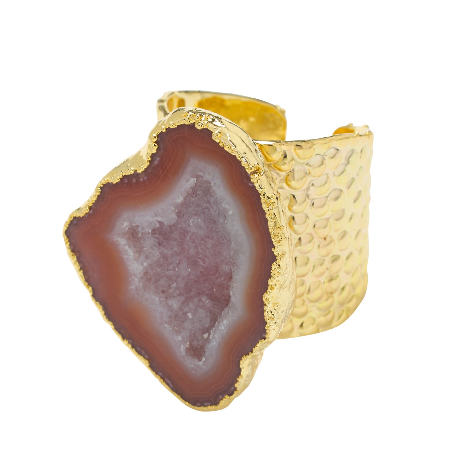 Yaa Yaa London Women's Gold / Brown Caramel Mega Gemstone Gold Statement Ring In Multi