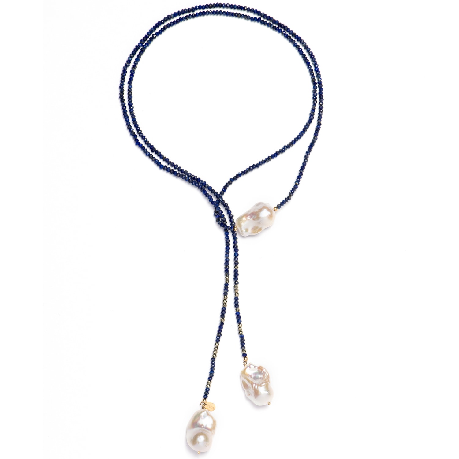 Monái Women's Blue / Gold Long Baroque Pearl Lapis Lazuli Necklace In Multi