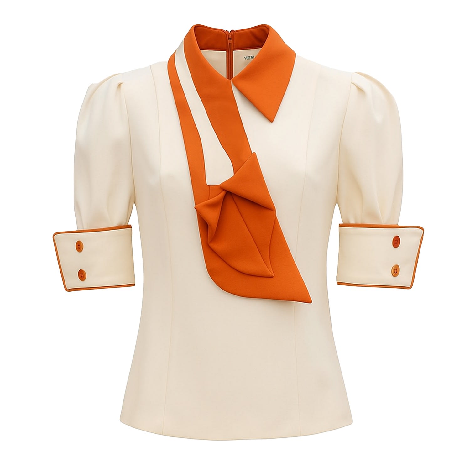 Julia Allert Women's Neutrals / Orange Statement Blouse With White Collar And Cuffs – Light Vanilla In Brown