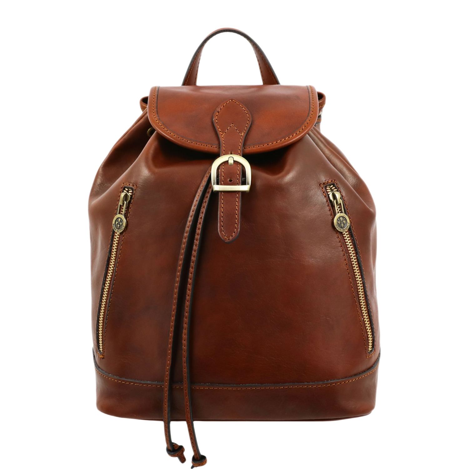 Time Resistance Leather Backpack For Women - White Noise - Cognac Brown