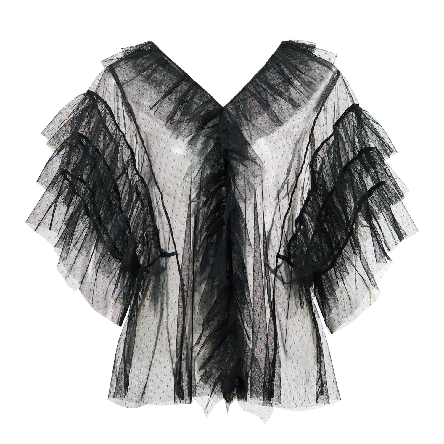 By Moumi Women's Tulle Blouse Black Specks In Black