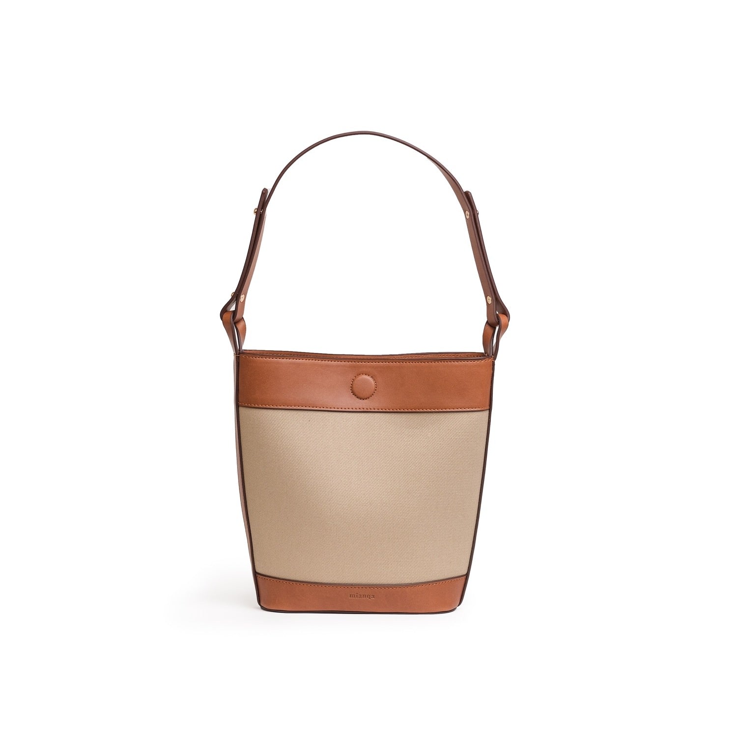 Women’s Neutrals / Brown Vegan Apple Leather & Fabric Bucket Shoulder & Crossbody Bag Beige One Size Mianqa