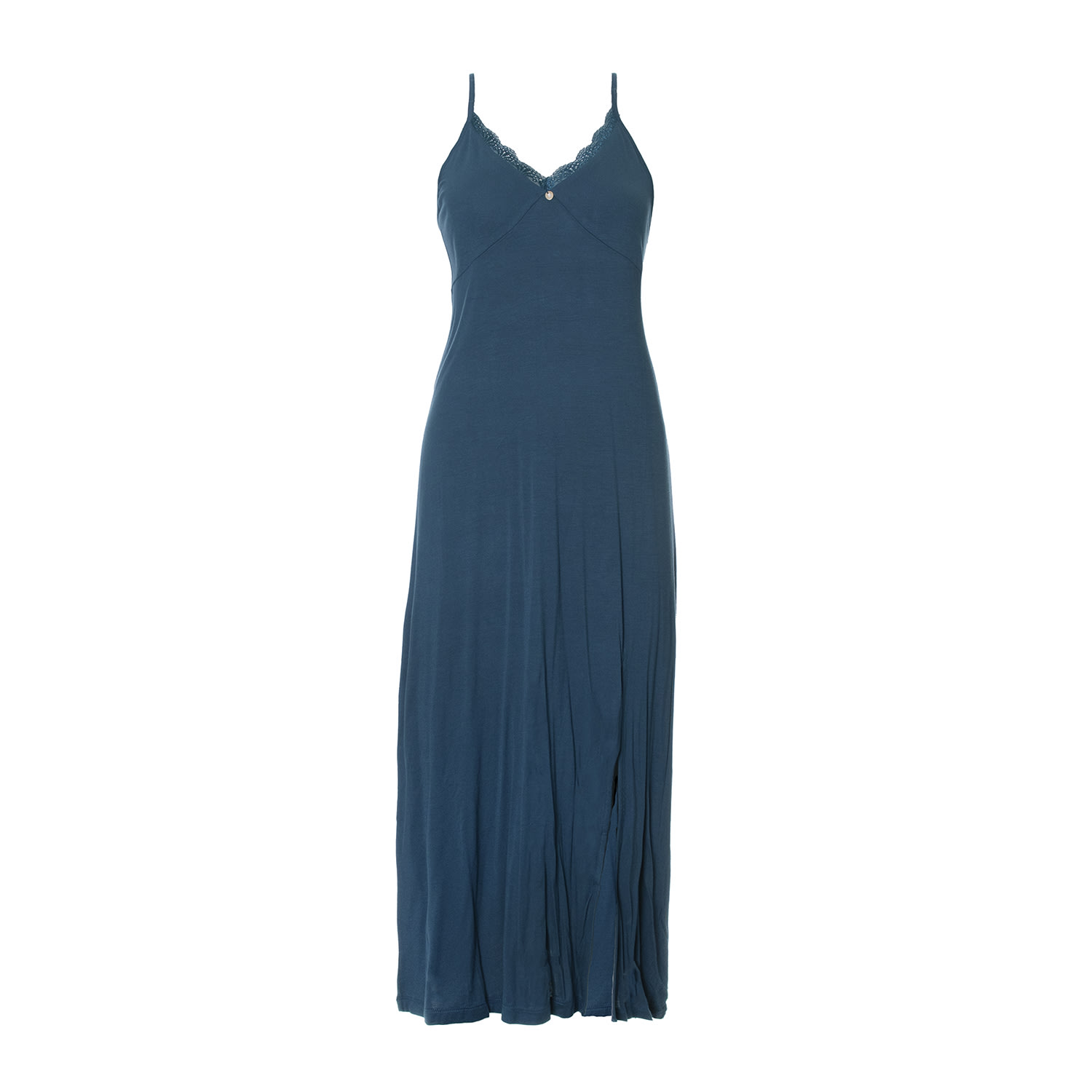 Pretty You Women's Green / Blue Bamboo Lace Midaxi Chemise In Teal In Green/blue