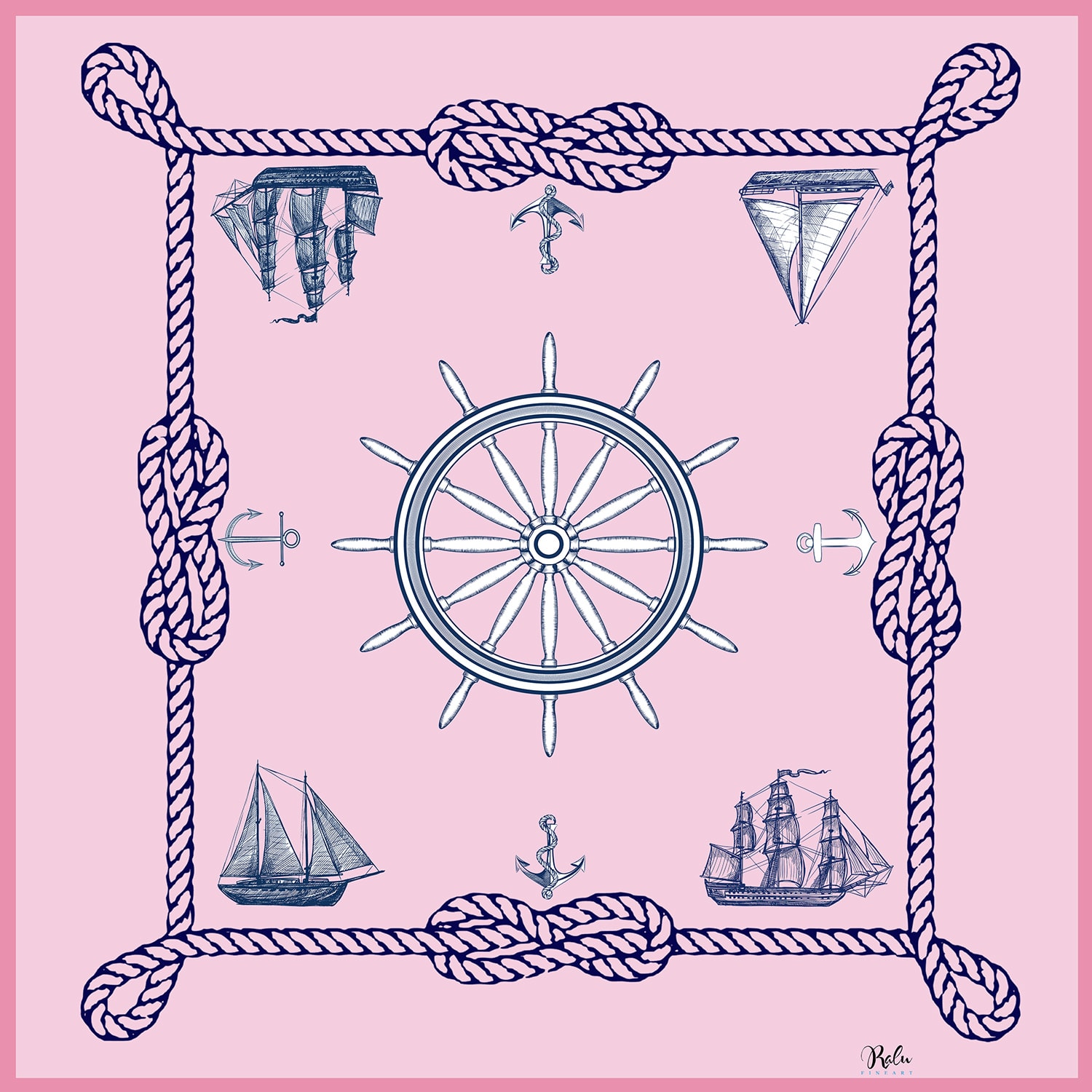 Women’s Pink / Purple Silk Neckerchief Nautical Chic Pink Ralufineart