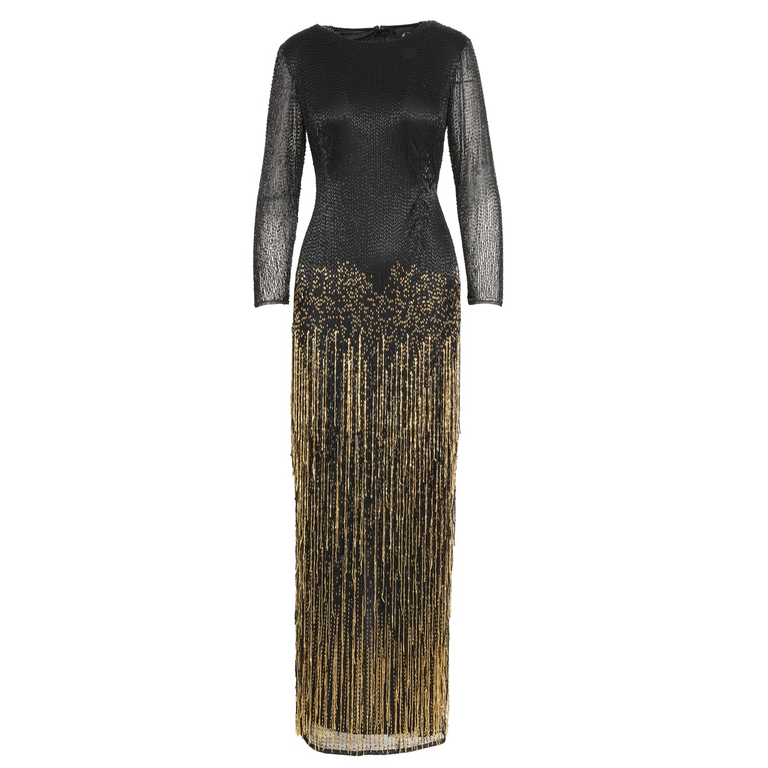beaded fringe gown